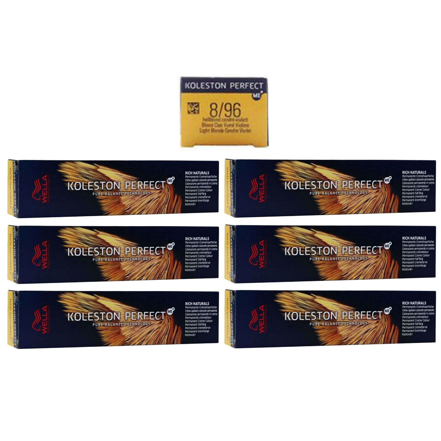 Wella Koleston Perfect ME Rich Naturals 6 x 60 ml 8/96 hellblond cendre-violett Set