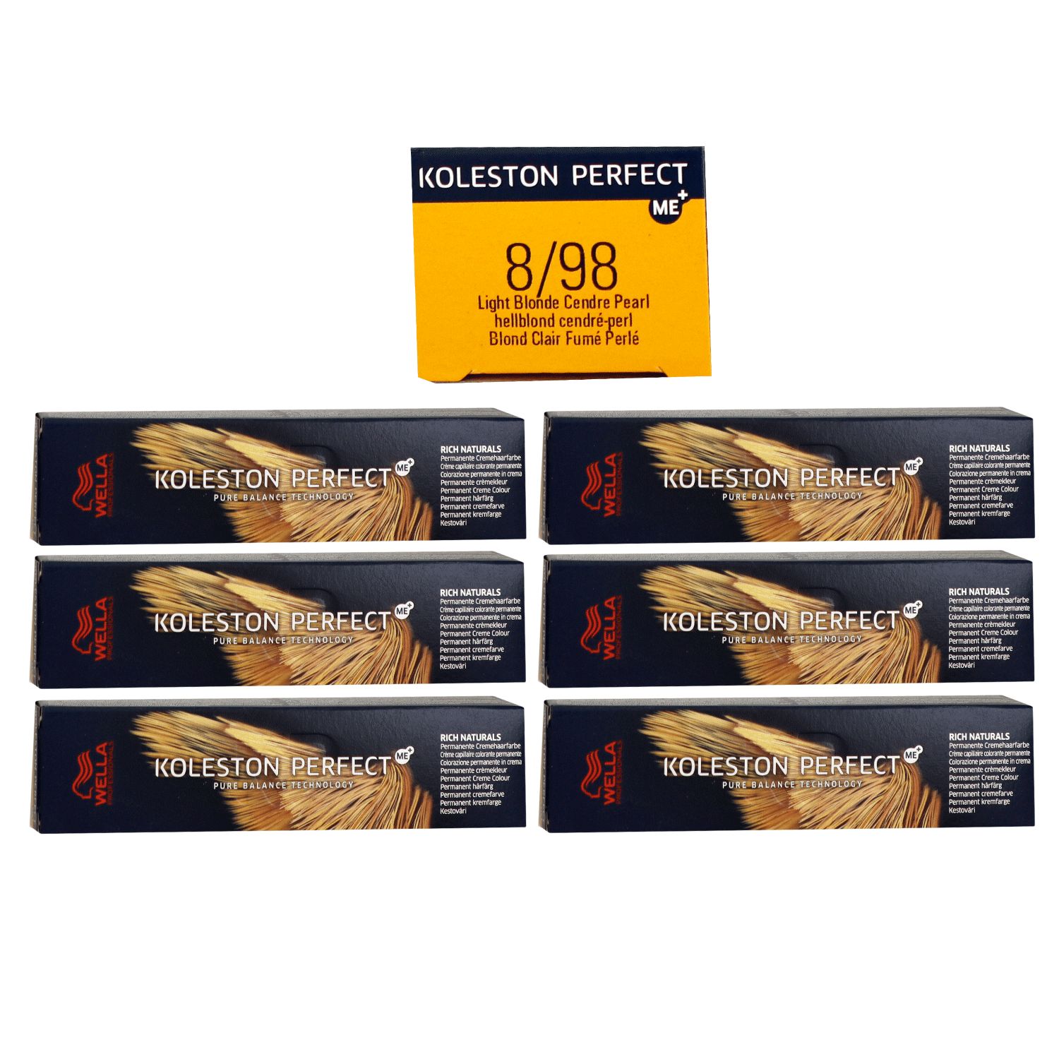 Wella Koleston Perfect ME Rich Naturals 6 x 60 ml 8/98 hellblond cendre pearl Set