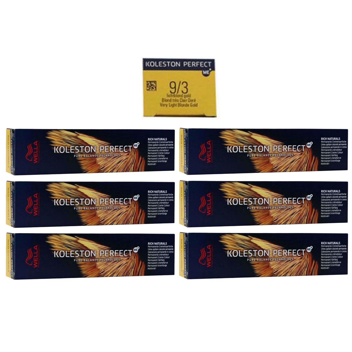 Wella Koleston Perfect ME Rich Naturals 6 x 60 ml 9/3 lichtblond gold Set