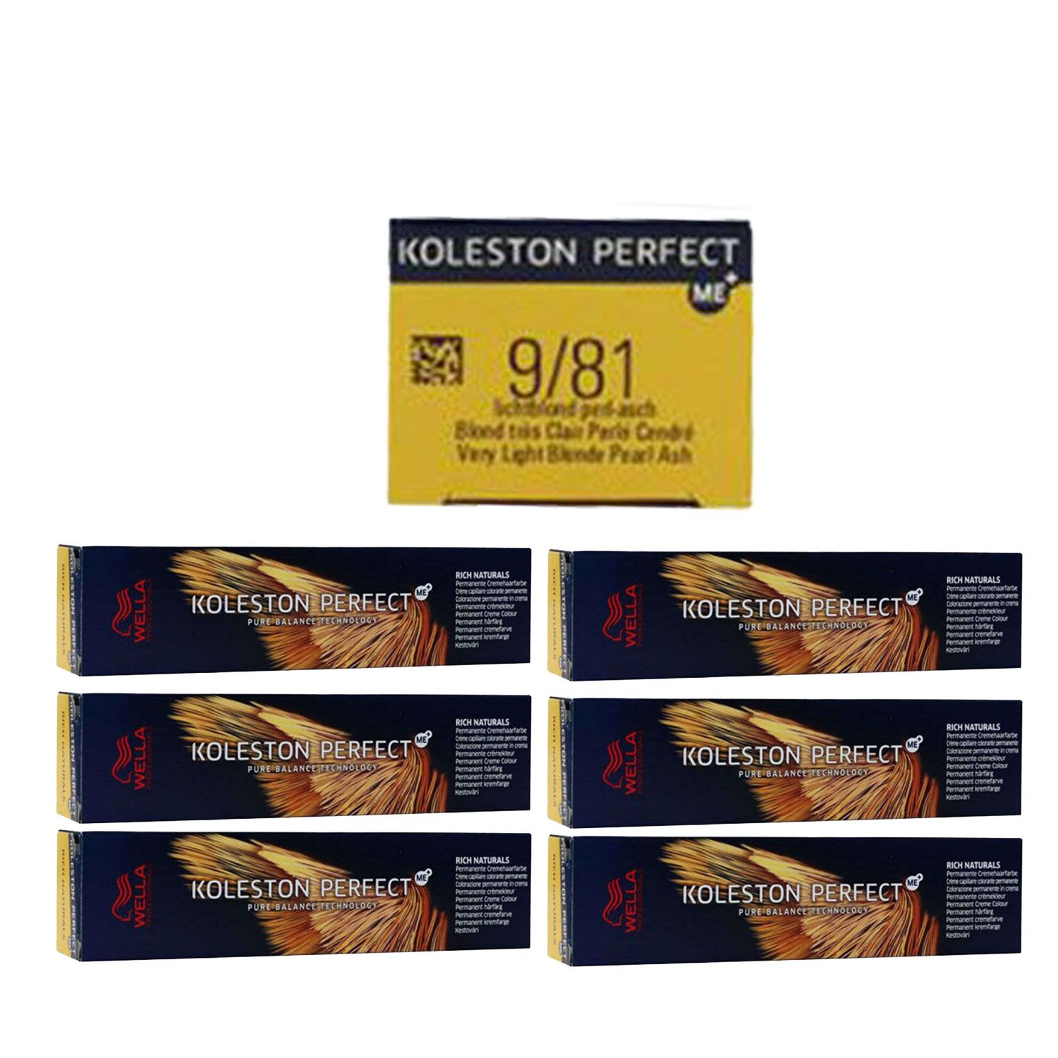 Wella Koleston Perfect ME Rich Naturals 6 x 60 ml 9/81 lichtblond pearl asch Set
