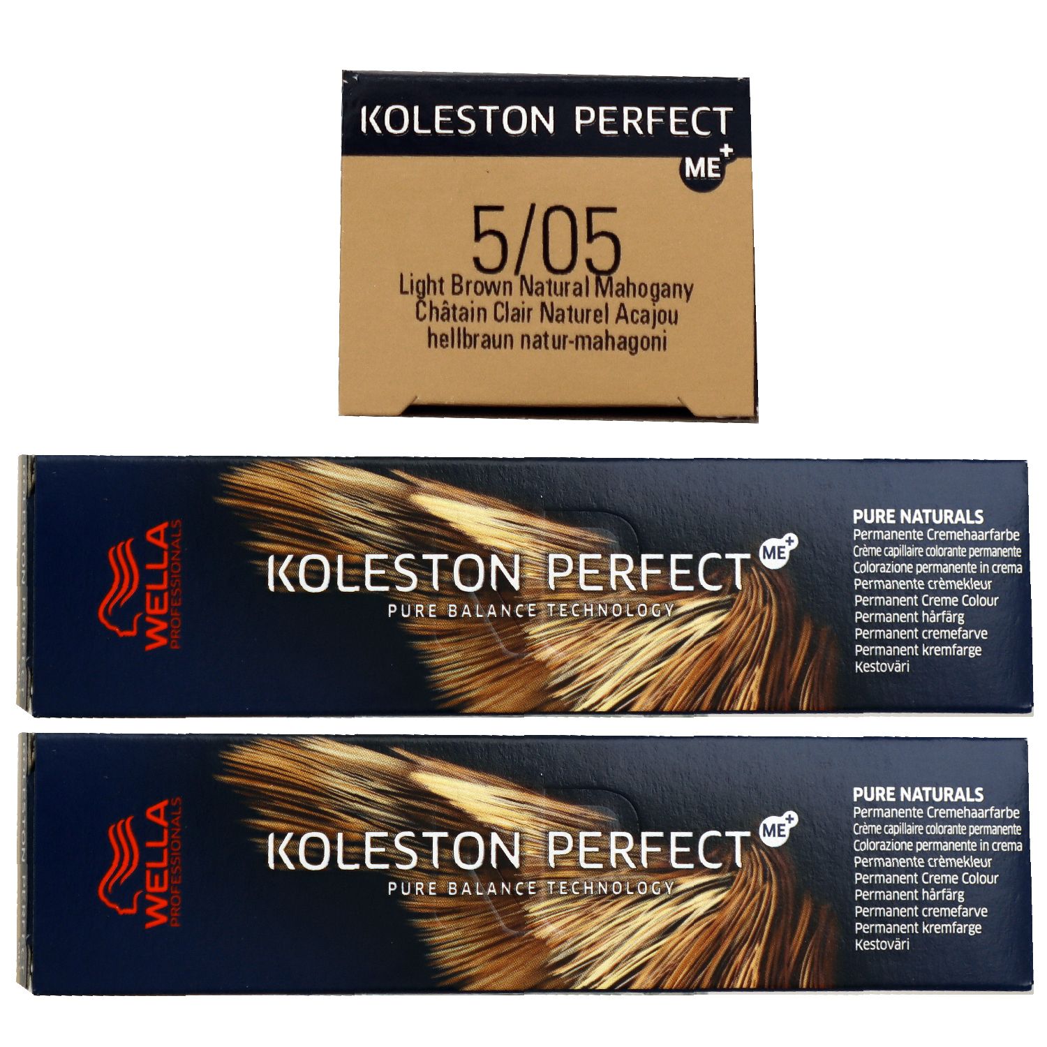 Wella Koleston Perfect Pure Naturals 2 x 60 ml 5/05 hellbraun natur mahagoni Set