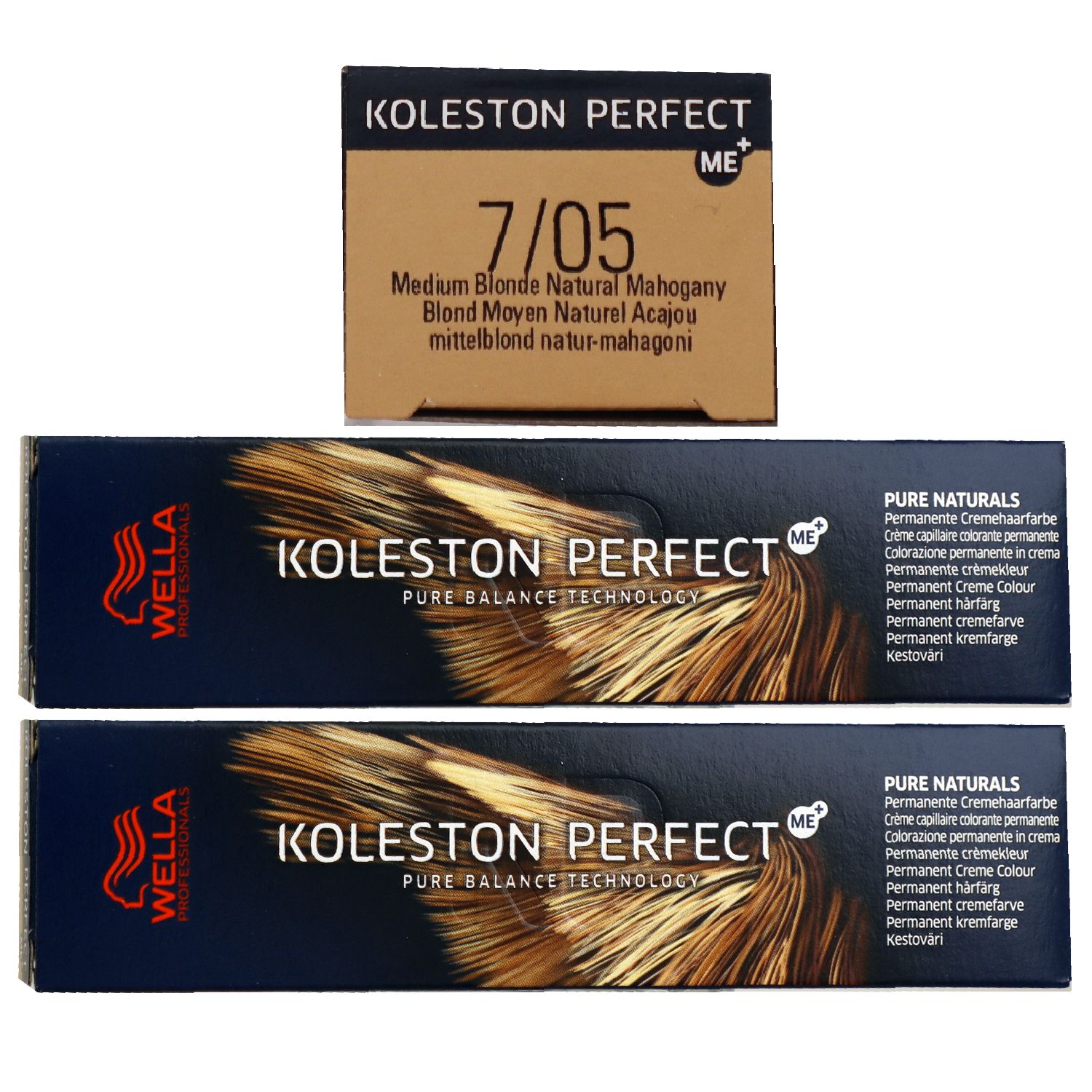 Wella Koleston Perfect Pure Naturals 2 x 60 ml 7/05 mittelblond natur mahagoni Set