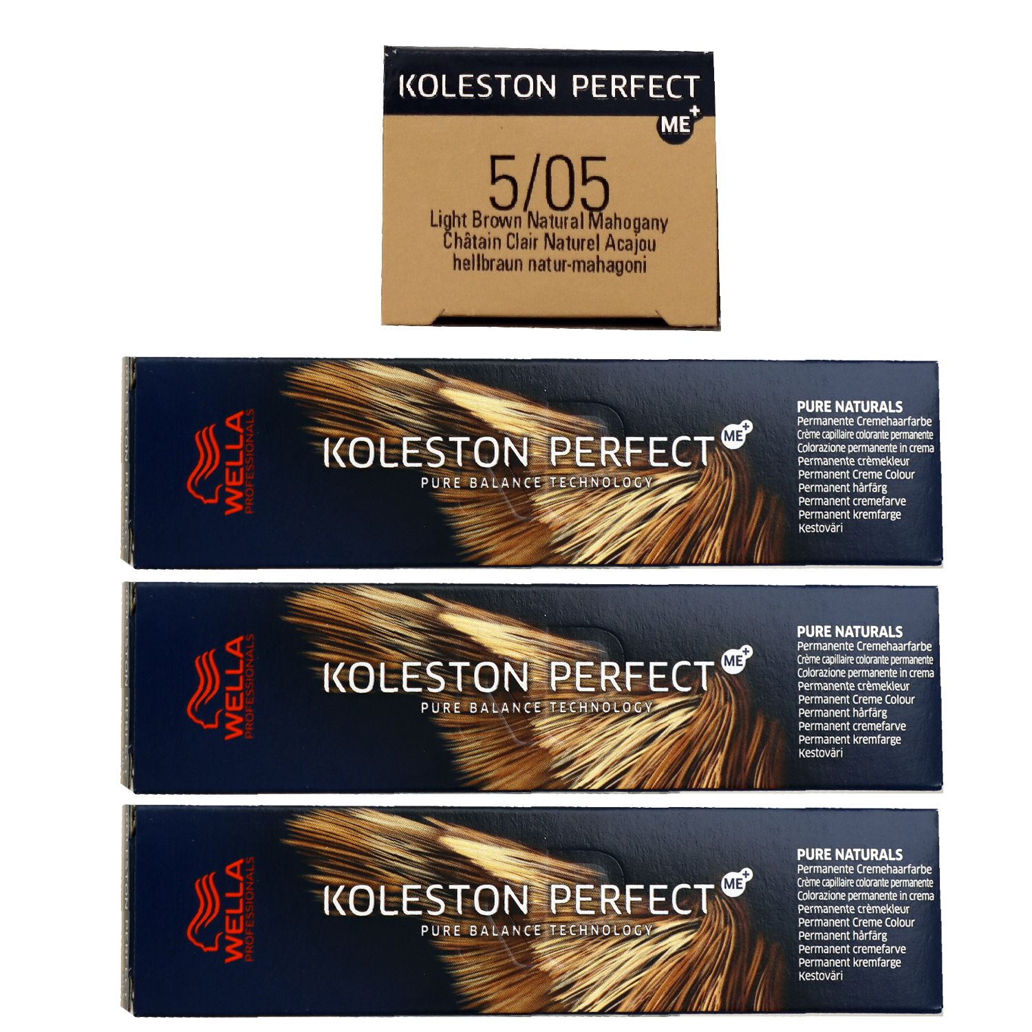 Wella Koleston Perfect Pure Naturals 3 x 60 ml 5/05 hellbraun natur mahagoni Set