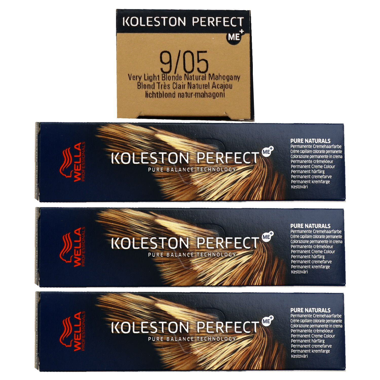 Wella Koleston Perfect Pure Naturals 3 x 60 ml 9/05 lichtblond natur mahagoni Set