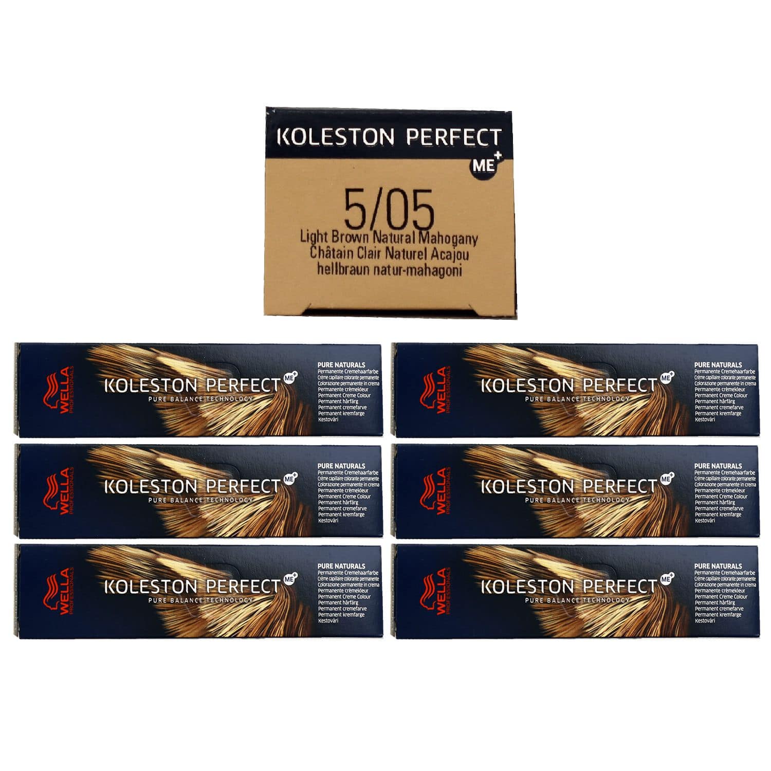 Wella Koleston Perfect Pure Naturals 6 x 60 ml 5/05 hellbraun natur mahagoni Set