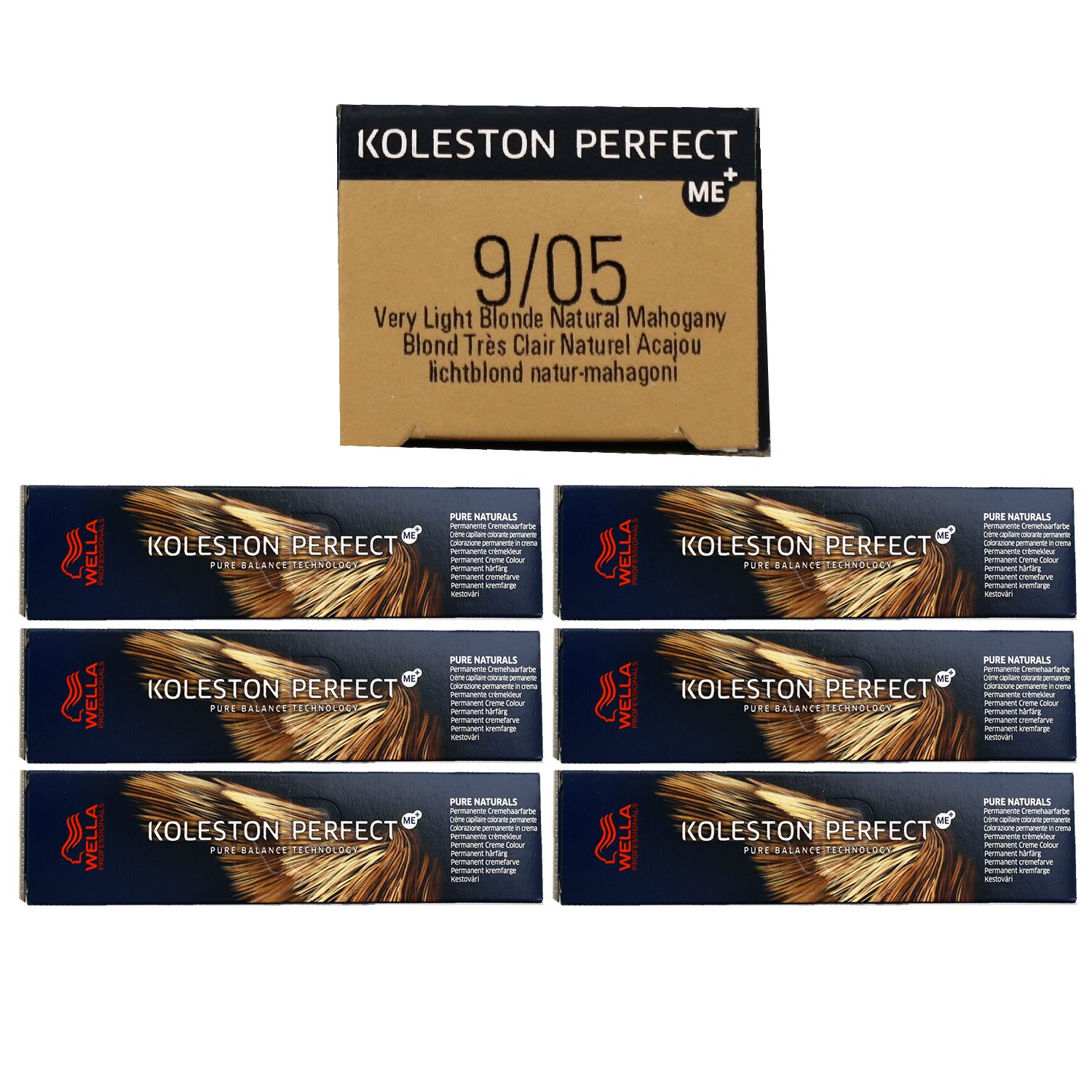 Wella Koleston Perfect Pure Naturals 6 x 60 ml 9/05 lichtblond natur mahagoni Set