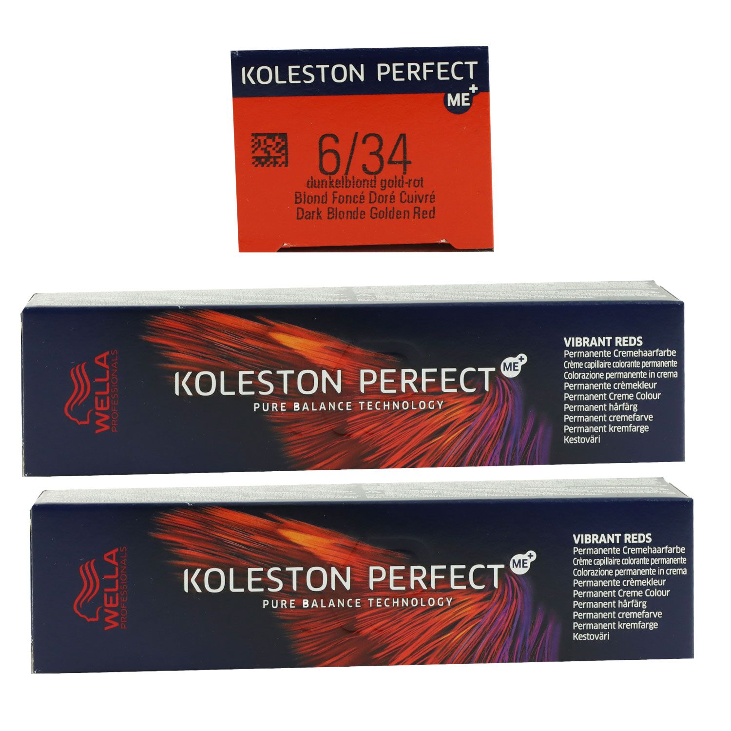 Wella Koleston Vibrant Reds 2 x 60 ml 6/34 dunkelblond gold rot Set