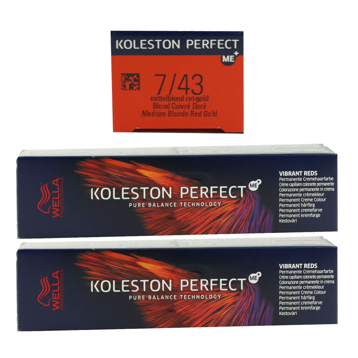Wella Koleston Vibrant Reds 2 x 60 ml 7/43 mittelblond rot gold Set