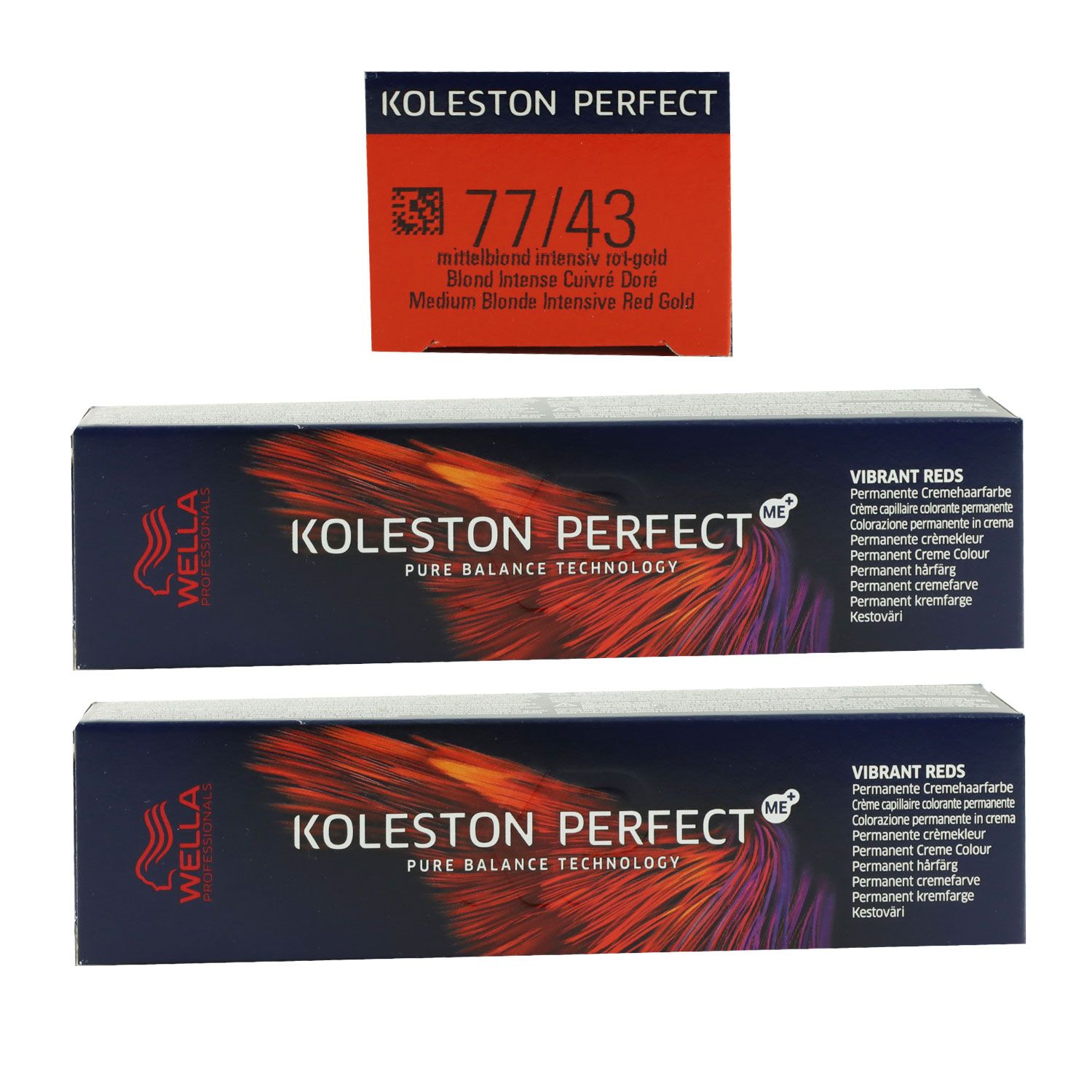 Wella Koleston Vibrant Reds 2 x 60 ml 77/43 mittelblond intensiv rot gold Set