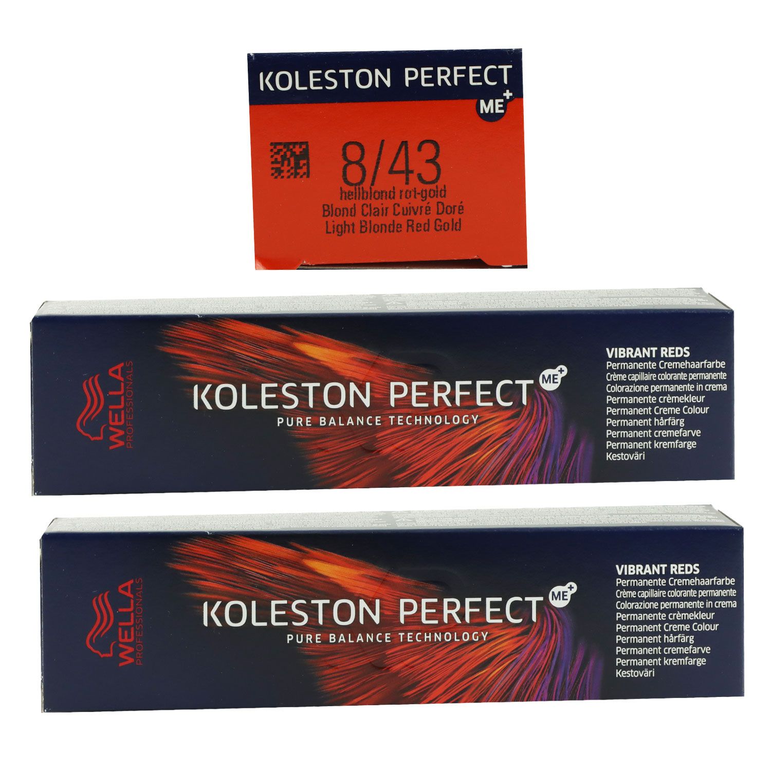 Wella Koleston Vibrant Reds 2 x 60 ml 8/43 hellblond rot gold Set