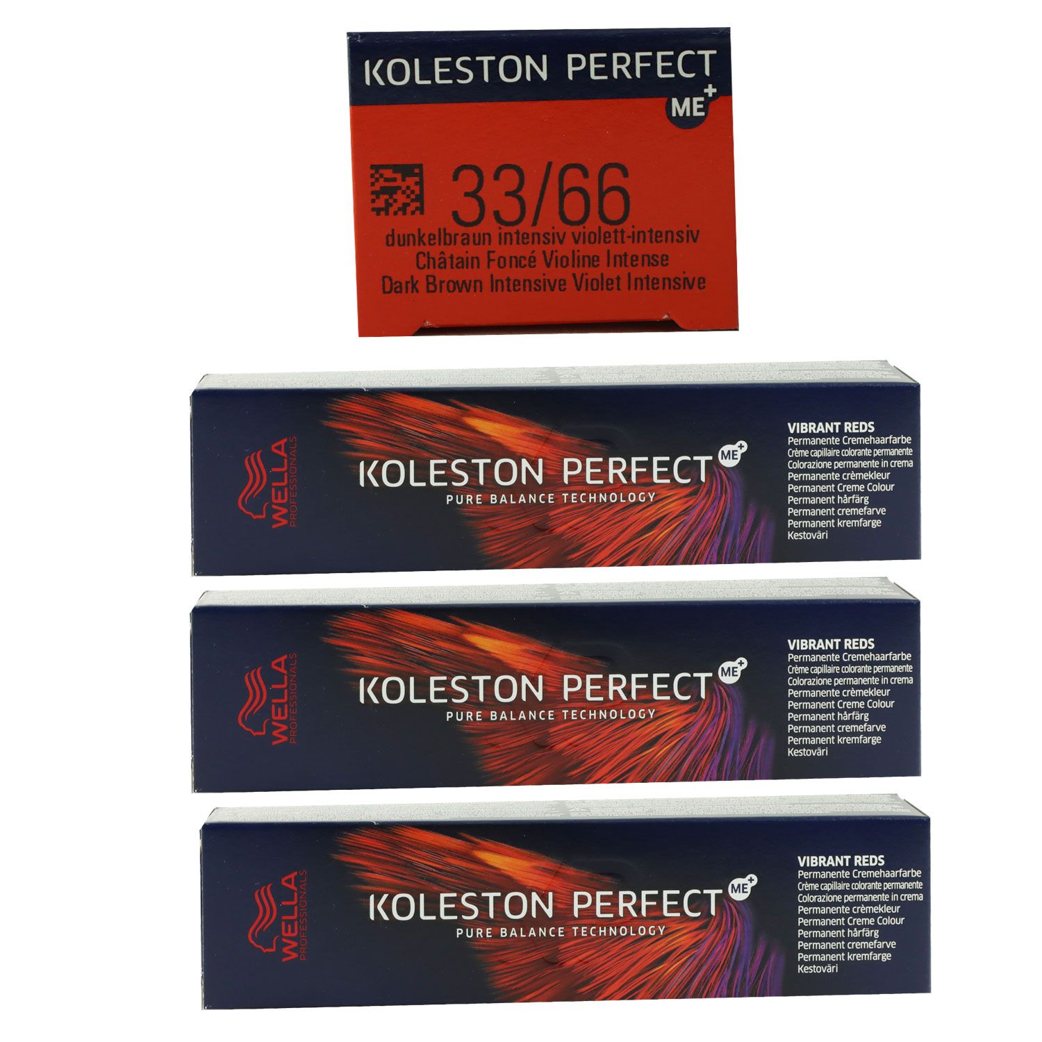 Wella Koleston Vibrant Reds 3 x 60 ml 33/66 dunkelbraun intensiv violett intensiv Set