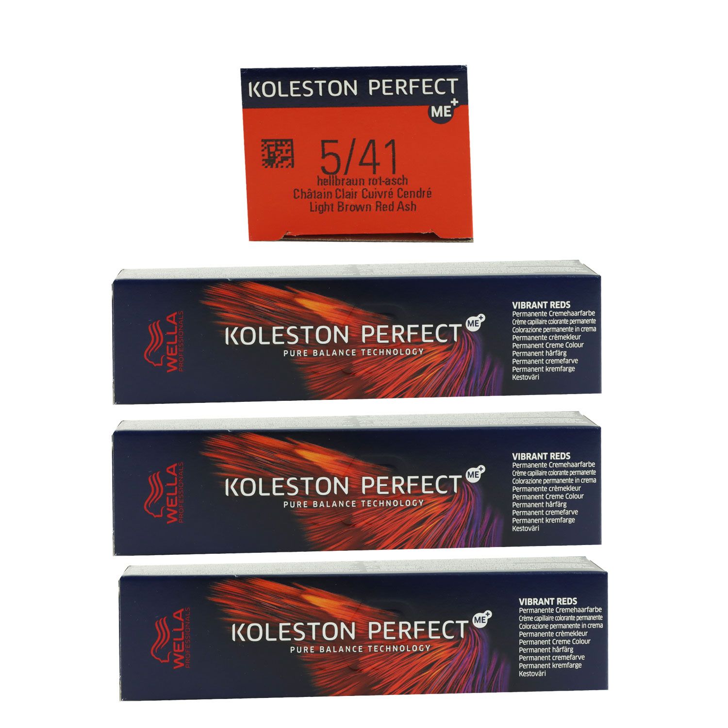 Wella Koleston Vibrant Reds 3 x 60 ml 5/41 hellbraun asch kupfer Set