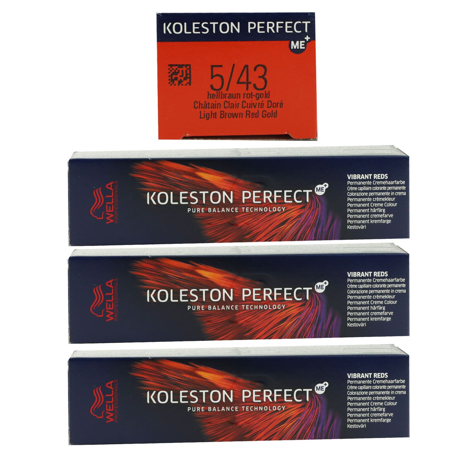 Wella Koleston Vibrant Reds 3 x 60 ml 5/43 hellbraun rot gold Set