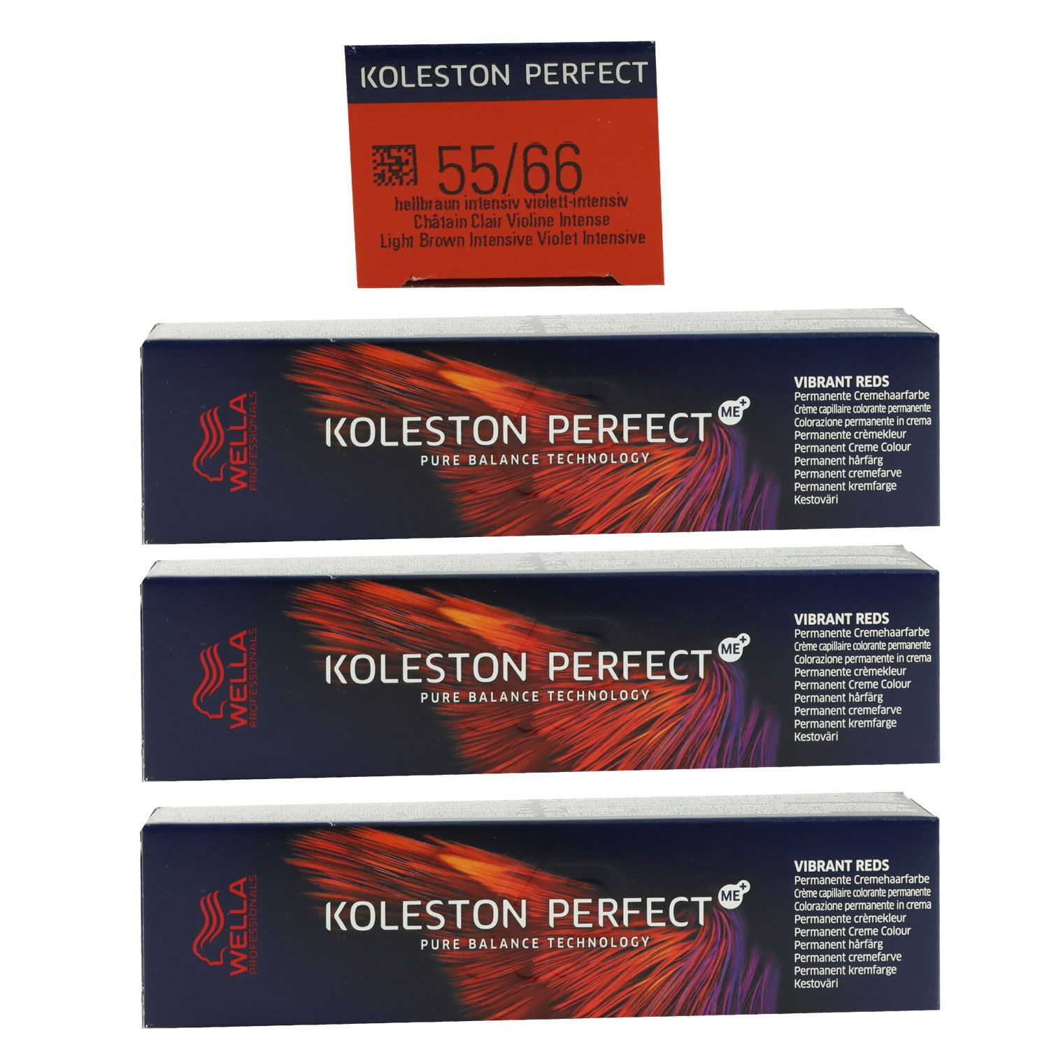 Wella Koleston Vibrant Reds 3 x 60 ml 55/66 hellbraun intensiv violett intensiv Set