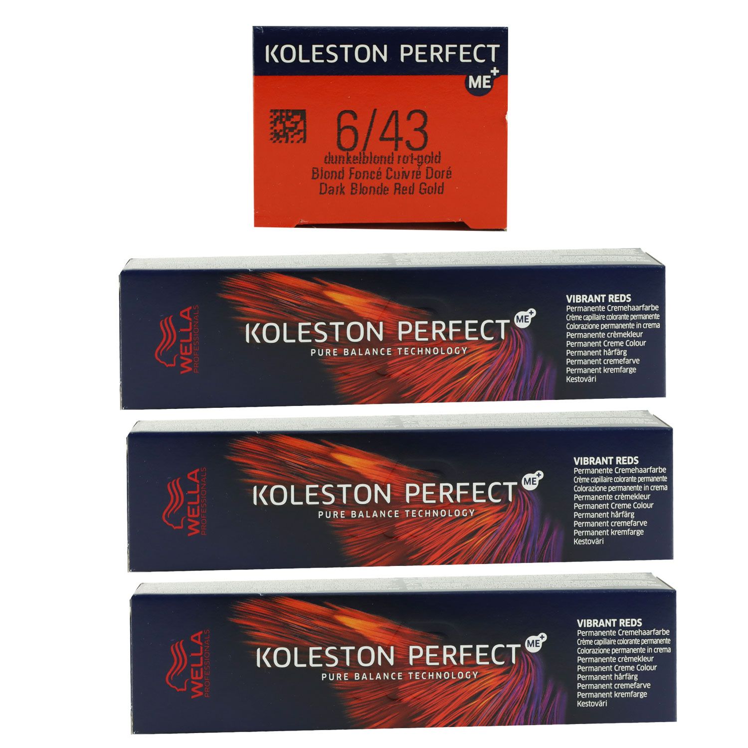 Wella Koleston Vibrant Reds 3 x 60 ml 6/43 dunkelblond rotgold Set