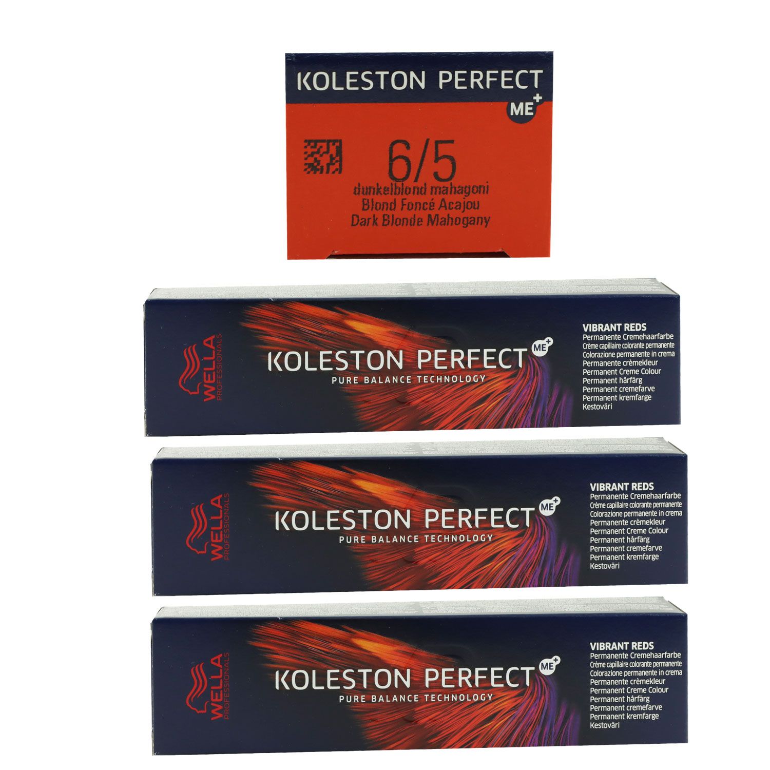 Wella Koleston Vibrant Reds 3 x 60 ml 6/5 dunkelblond mahagoni Set