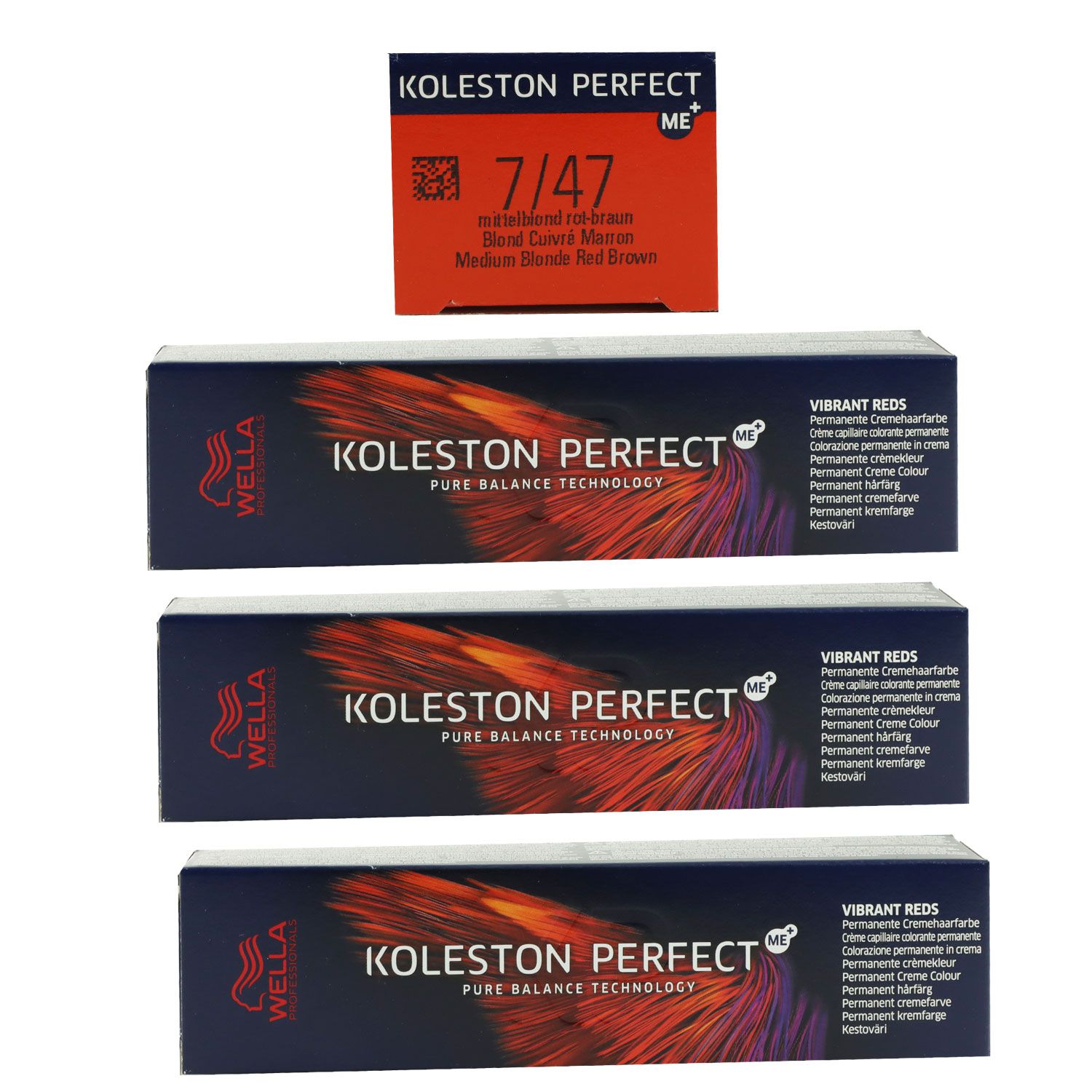 Wella Koleston Vibrant Reds 3 x 60 ml 7/47 mittelblond rot braun Set