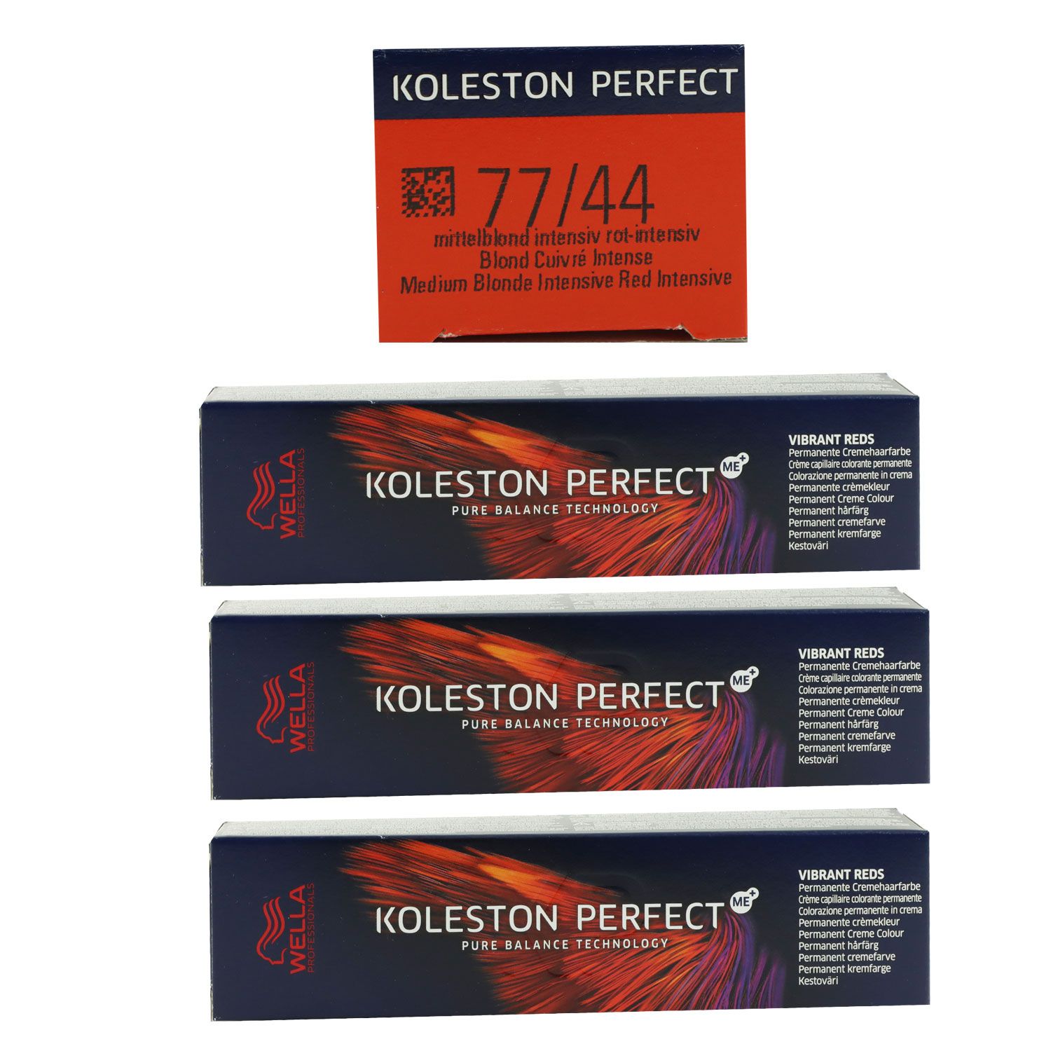 Wella Koleston Vibrant Reds 3 x 60 ml 77/44 mittelblond intensiv rot intensiv Set