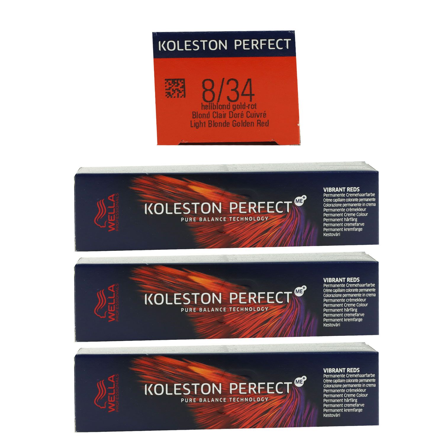 Wella Koleston Vibrant Reds 3 x 60 ml 8/34 hellblond gold rot Set