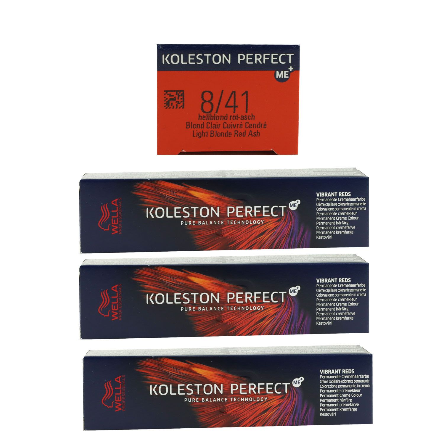 Wella Koleston Vibrant Reds 3 x 60 ml 8/41 dunkelblond rot asch Set