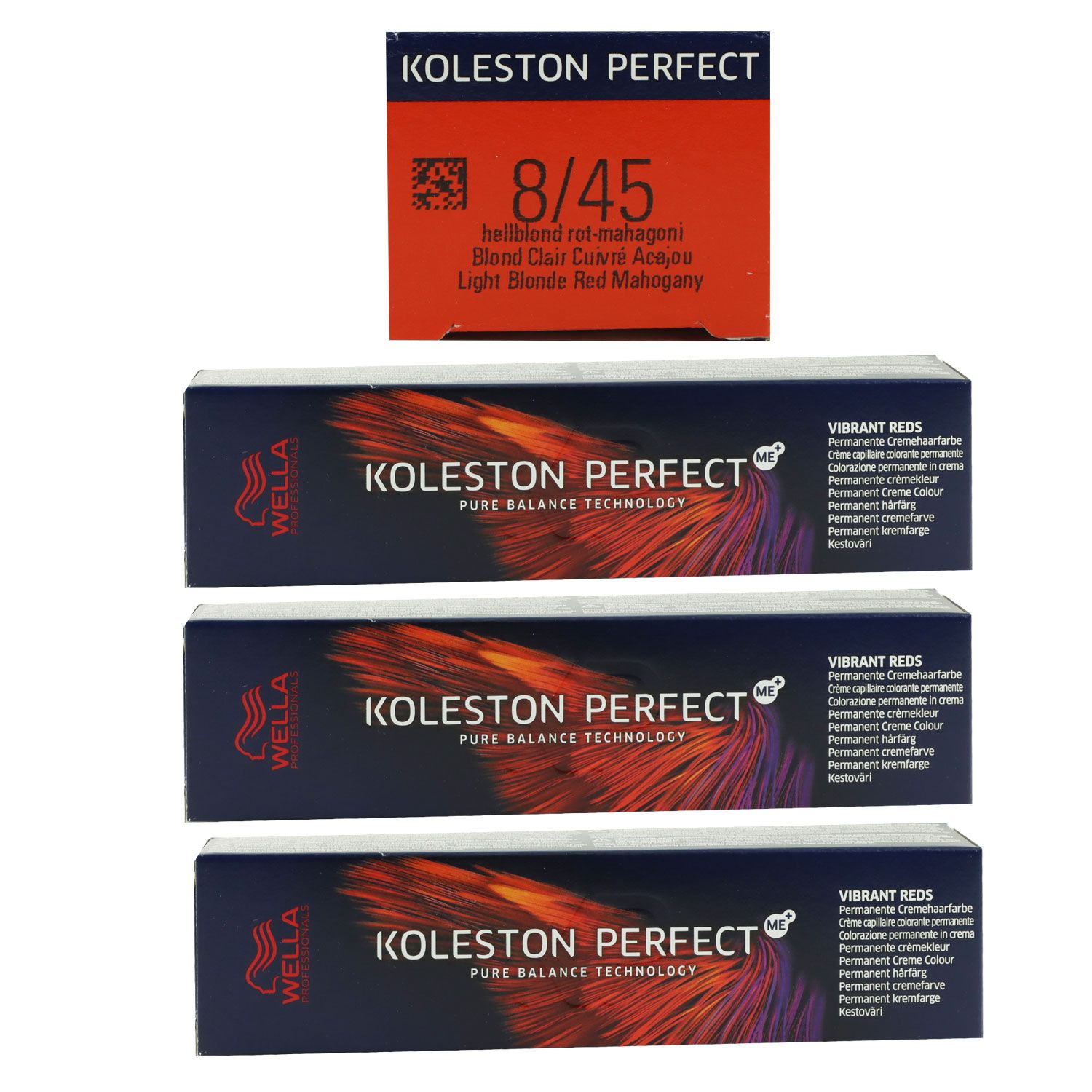 Wella Koleston Vibrant Reds 3 x 60 ml 8/45 hellblond rot mahagoni Set