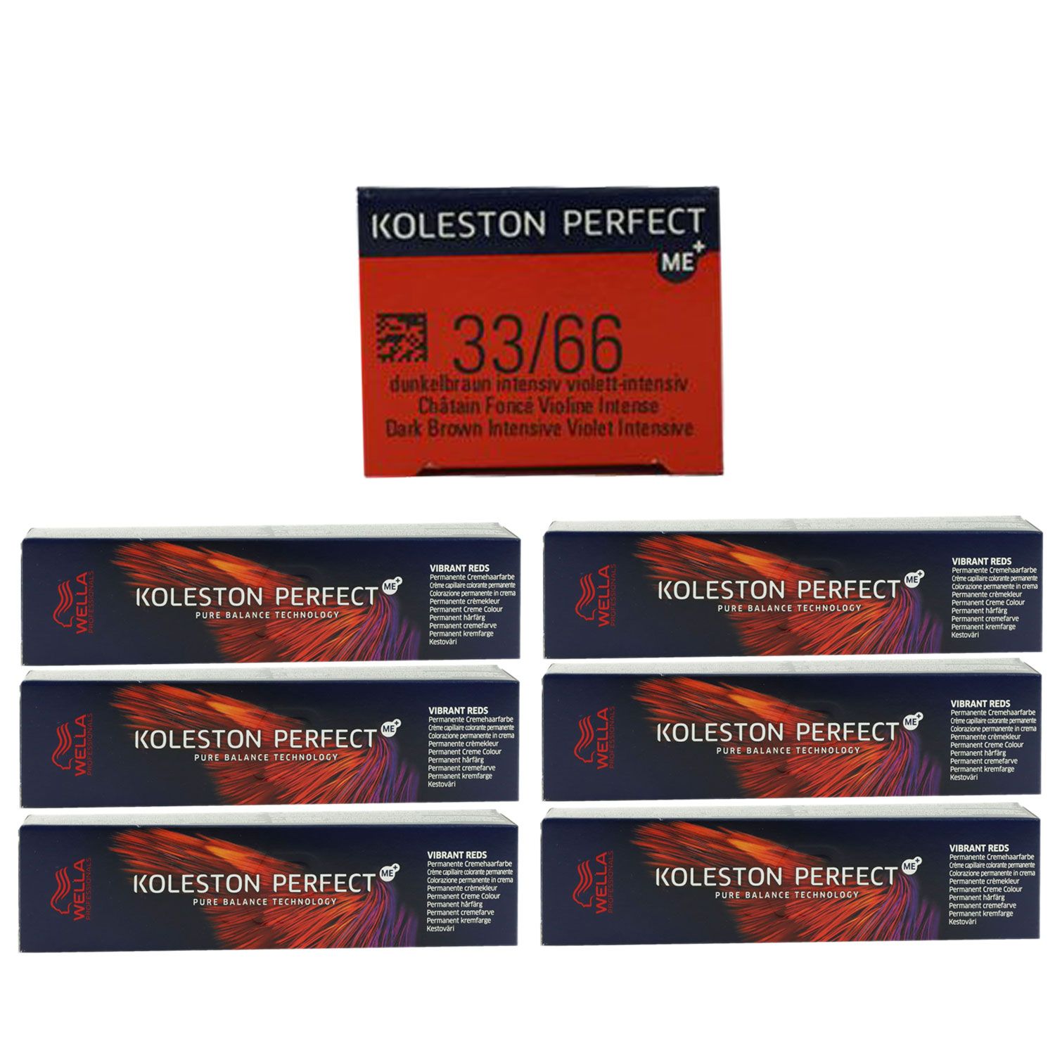 Wella Koleston Vibrant Reds 6 x 60 ml 33/66 dunkelbraun intensiv violett intensiv Set
