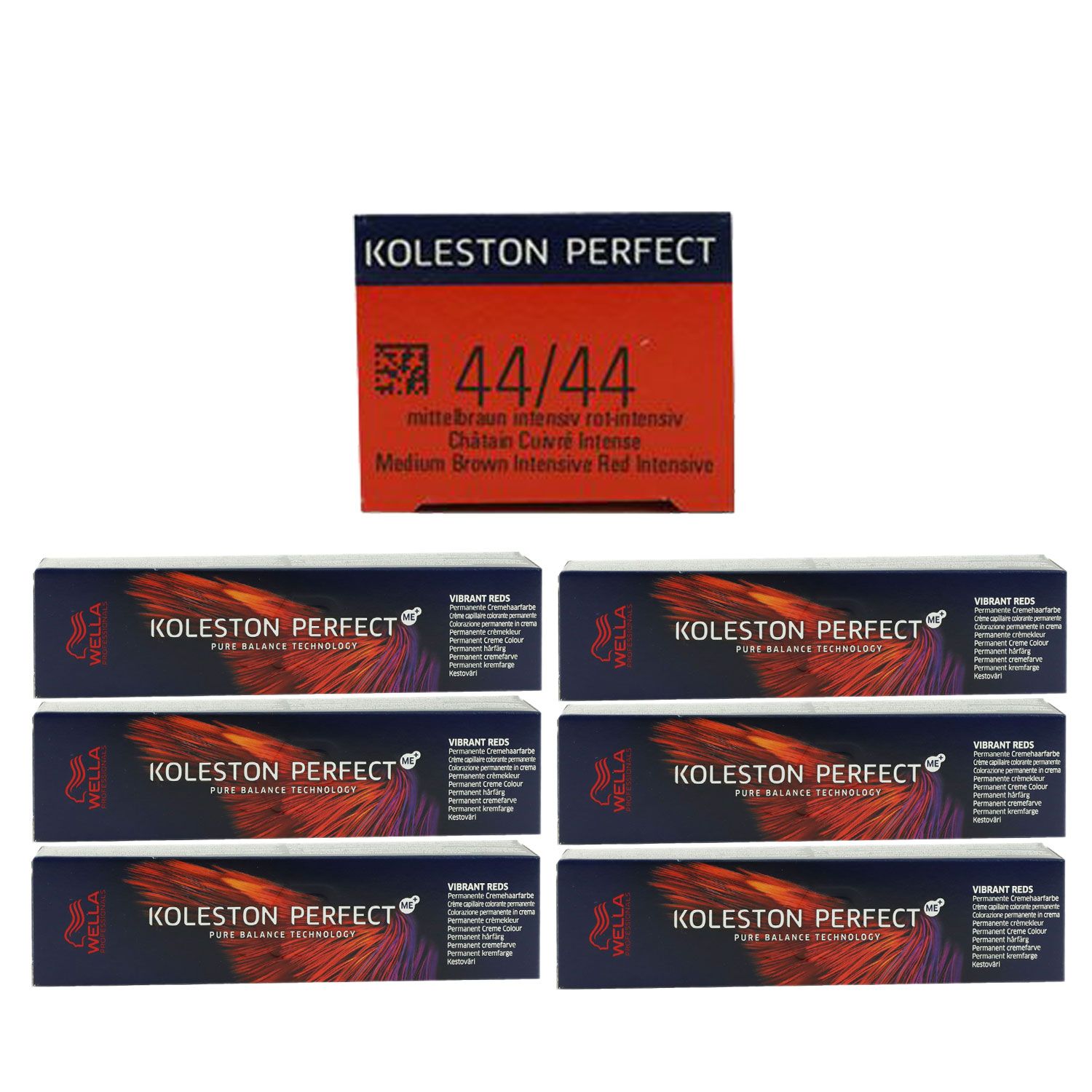 Wella Koleston Vibrant Reds 6 x 60 ml 44/44 intensives mittelbraun rotbraun Set