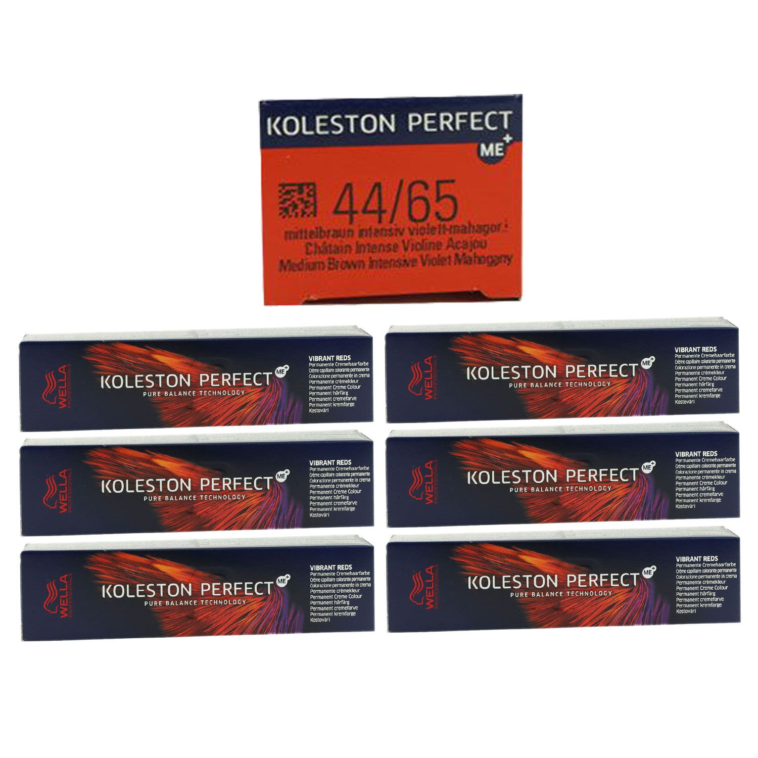Wella Koleston Vibrant Reds 6 x 60 ml 44/65 mittelbraun intensiv violett mahagoni Set
