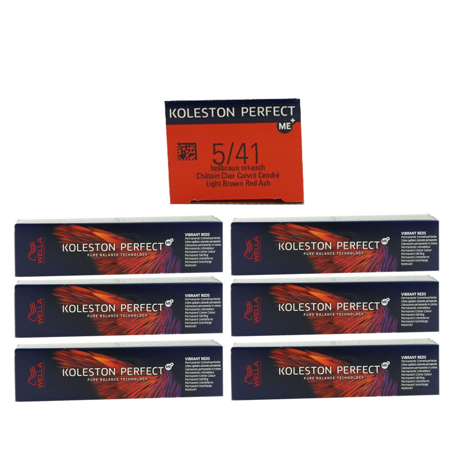 Wella Koleston Vibrant Reds 6 x 60 ml 5/41 hellbraun asch kupfer Set