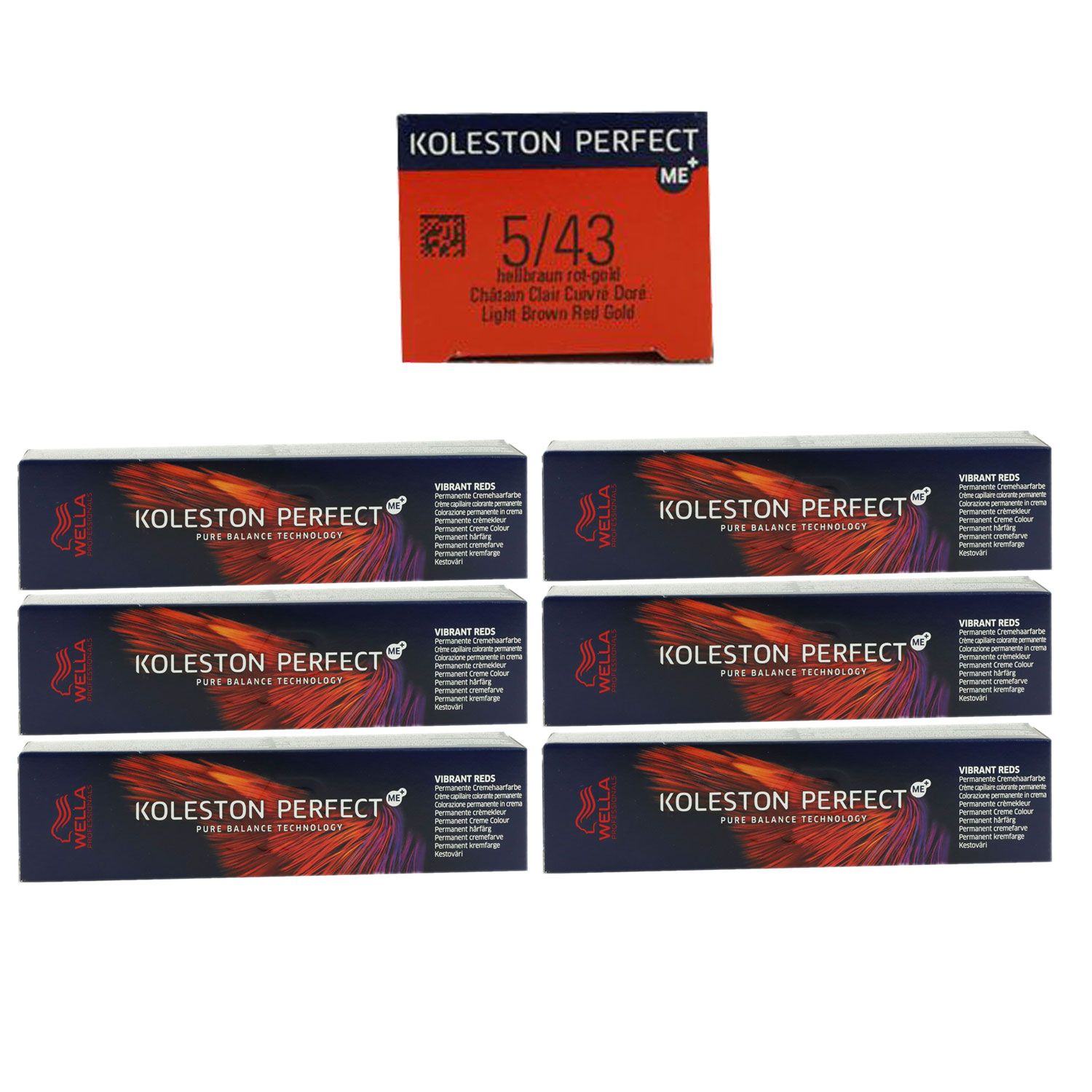 Wella Koleston Vibrant Reds 6 x 60 ml 5/43 hellbraun rot gold Set