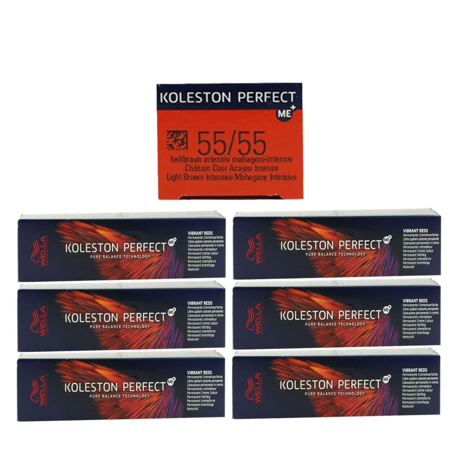Wella Koleston Vibrant Reds 6 x 60 ml 55/55 hellbraun intensiv mahagoni intensiv Set