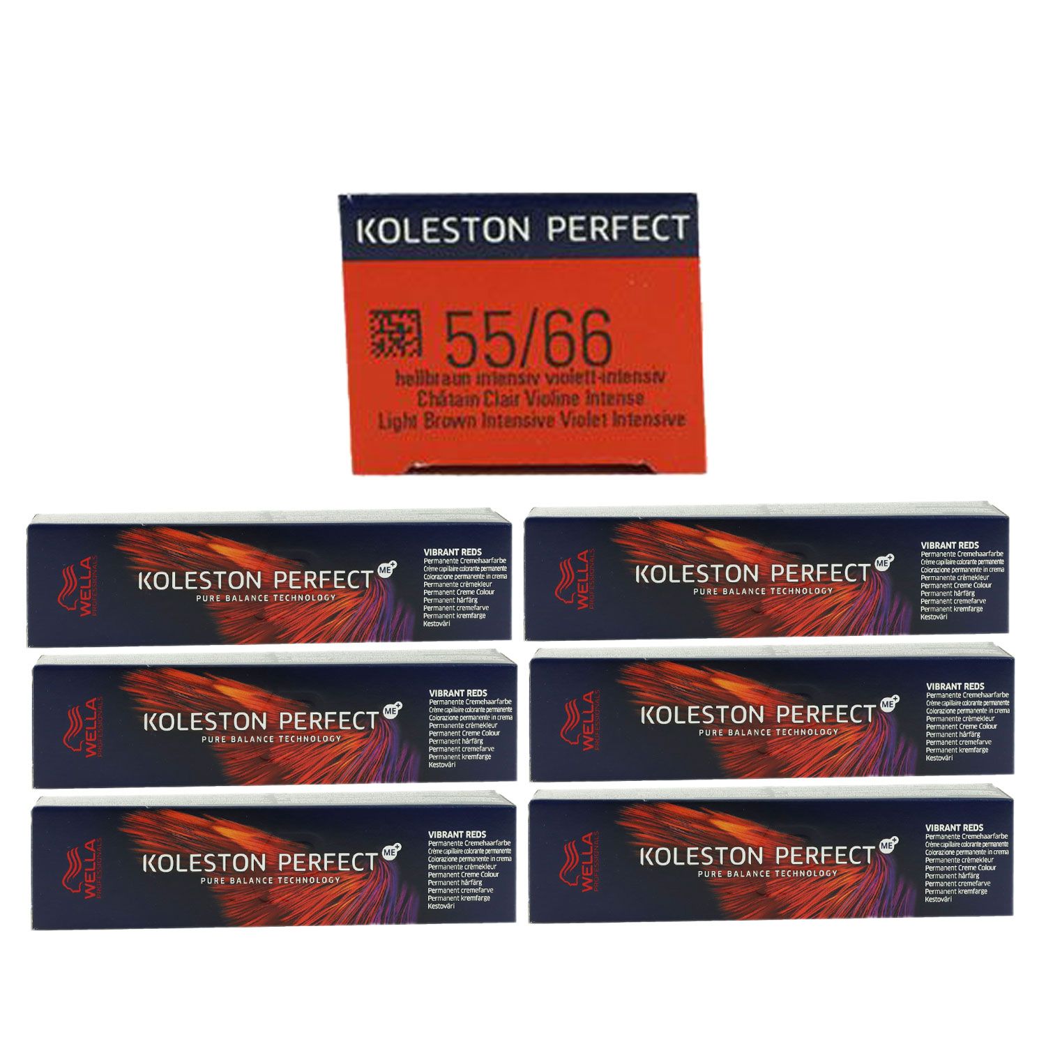 Wella Koleston Vibrant Reds 6 x 60 ml 55/66 hellbraun intensiv violett intensiv Set