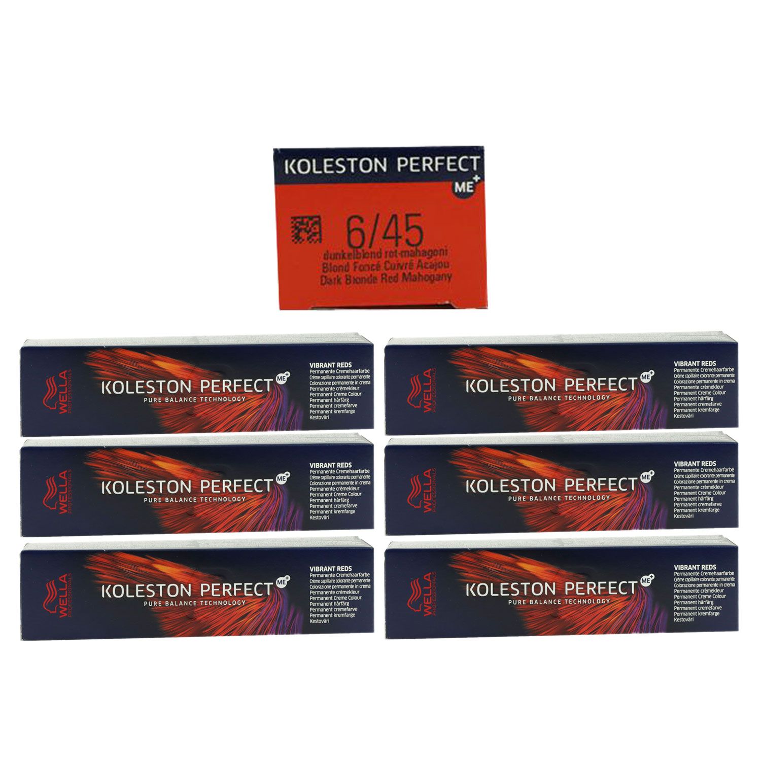 Wella Koleston Vibrant Reds 6 x 60 ml 6/45 dunkelblond rot mahagoni Set