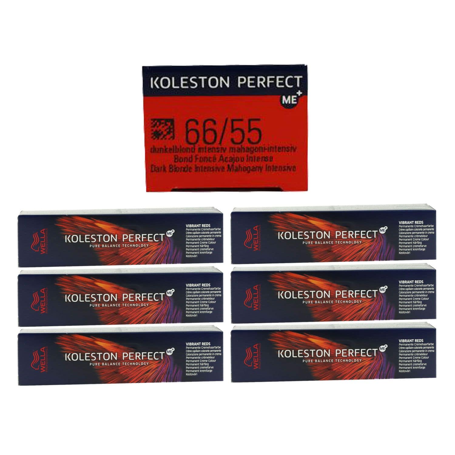 Wella Koleston Vibrant Reds 6 x 60 ml 66/55 dunkelblond intensiv mahagoni intensiv Set