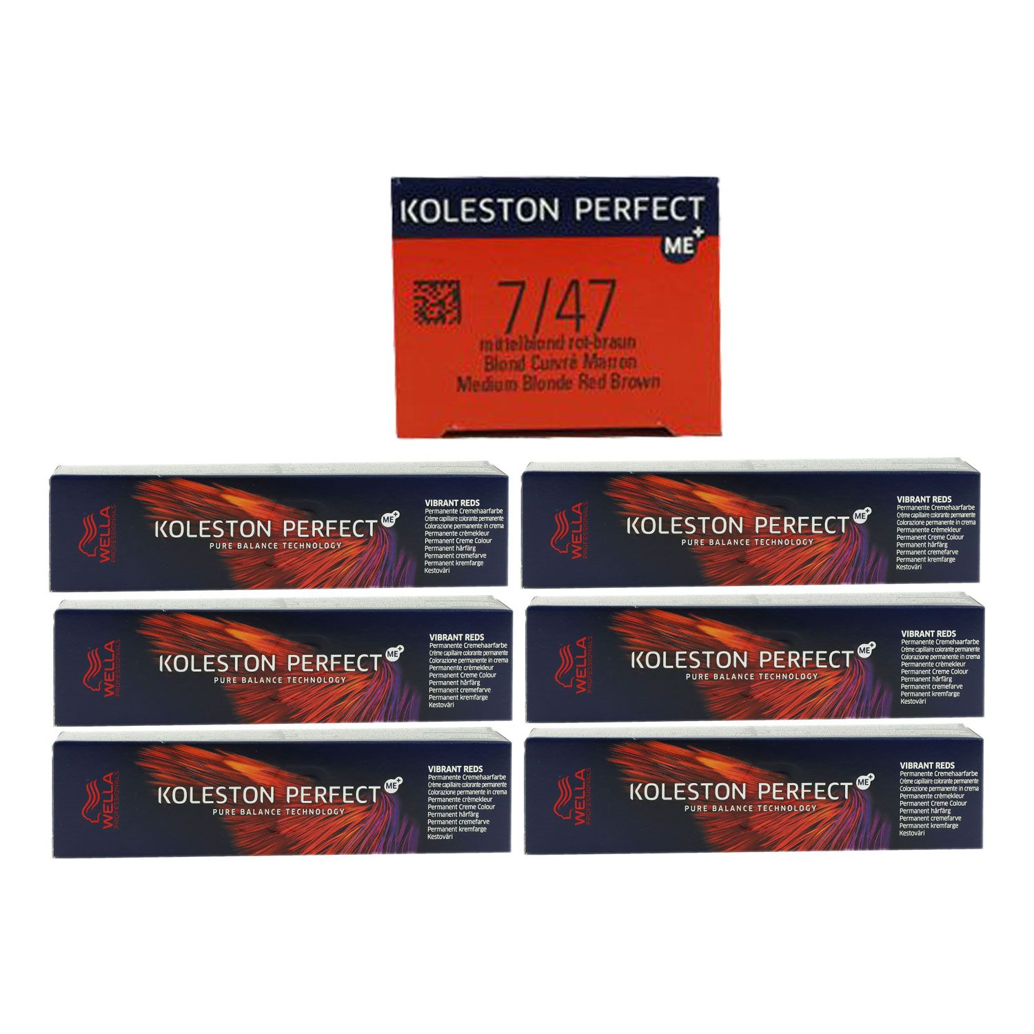 Wella Koleston Vibrant Reds 6 x 60 ml 7/47 mittelblond rot braun Set
