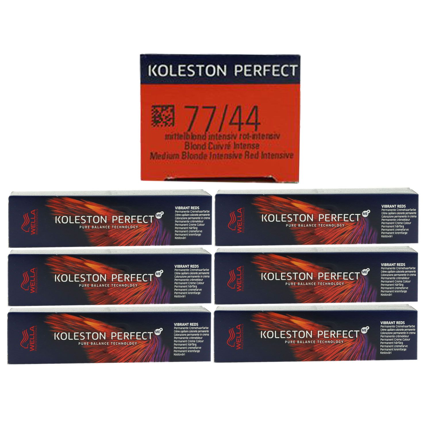 Wella Koleston Vibrant Reds 6 x 60 ml 77/44 mittelblond intensiv rot intensiv Set