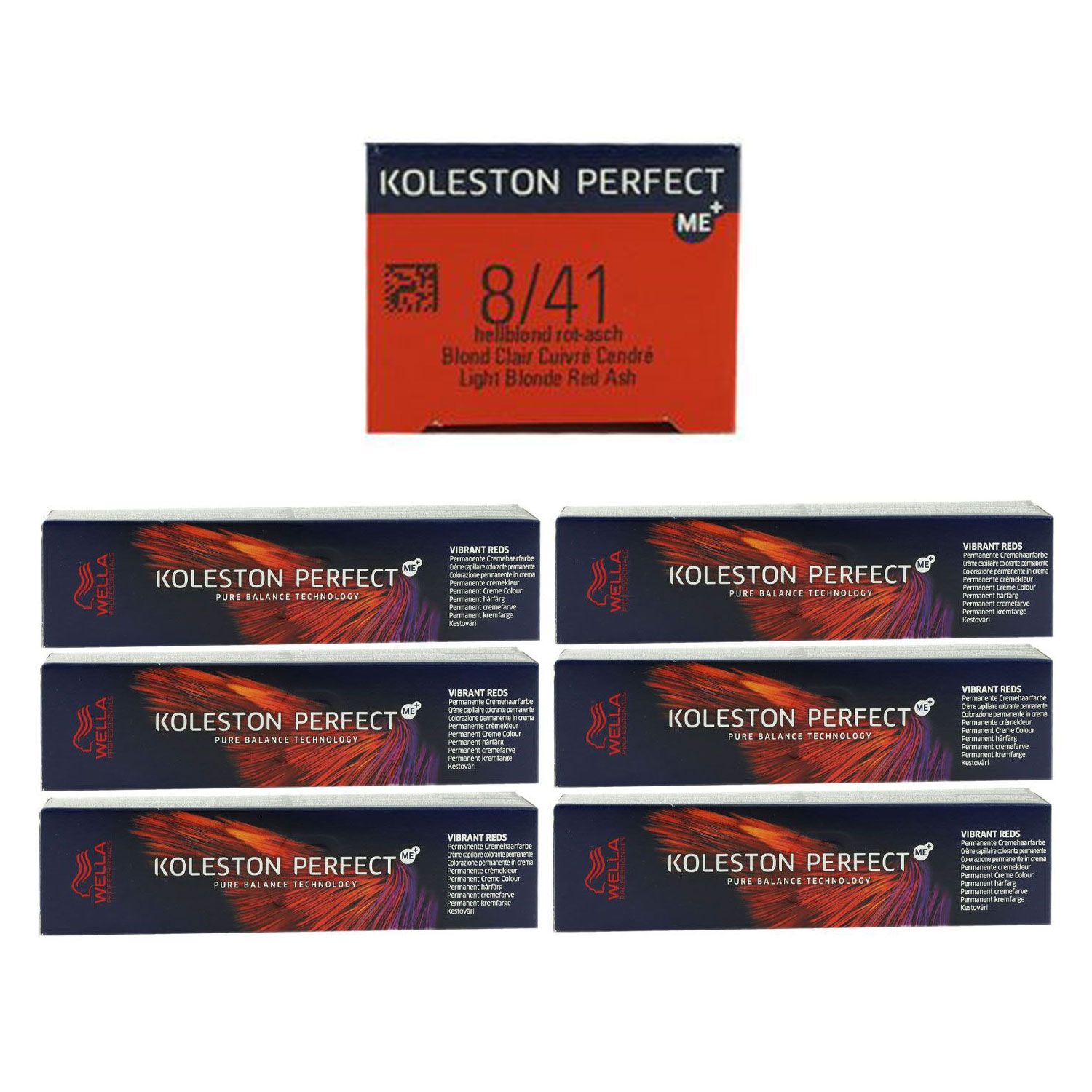 Wella Koleston Vibrant Reds 6 x 60 ml 8/41 dunkelblond rot asch Set