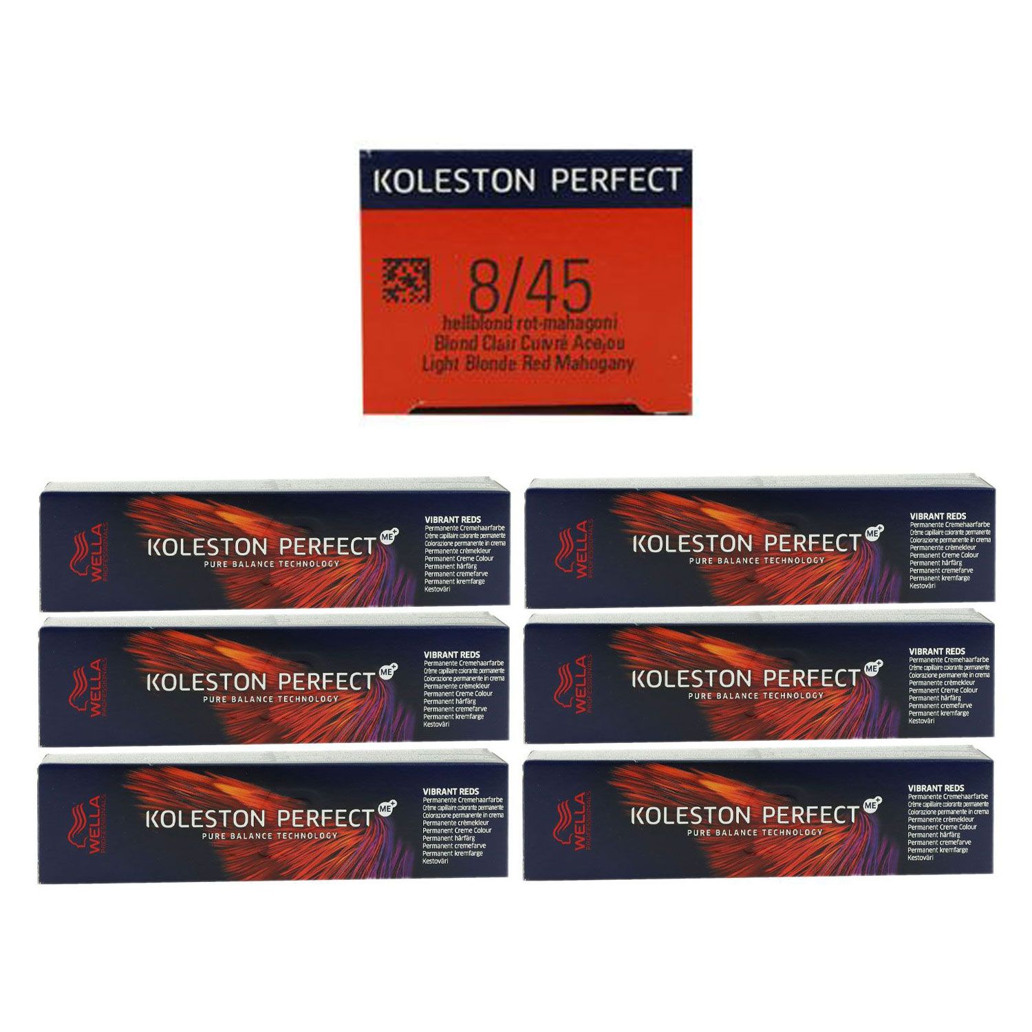Wella Koleston Vibrant Reds 6 x 60 ml 8/45 hellblond rot mahagoni Set