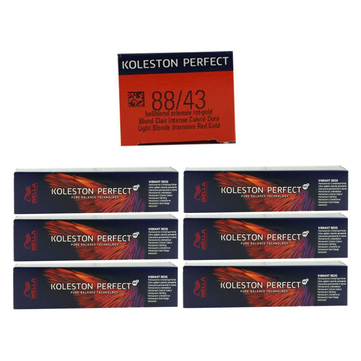 Wella Koleston Vibrant Reds 6 x 60 ml 88/43 hellblond intensiv rot gold Set