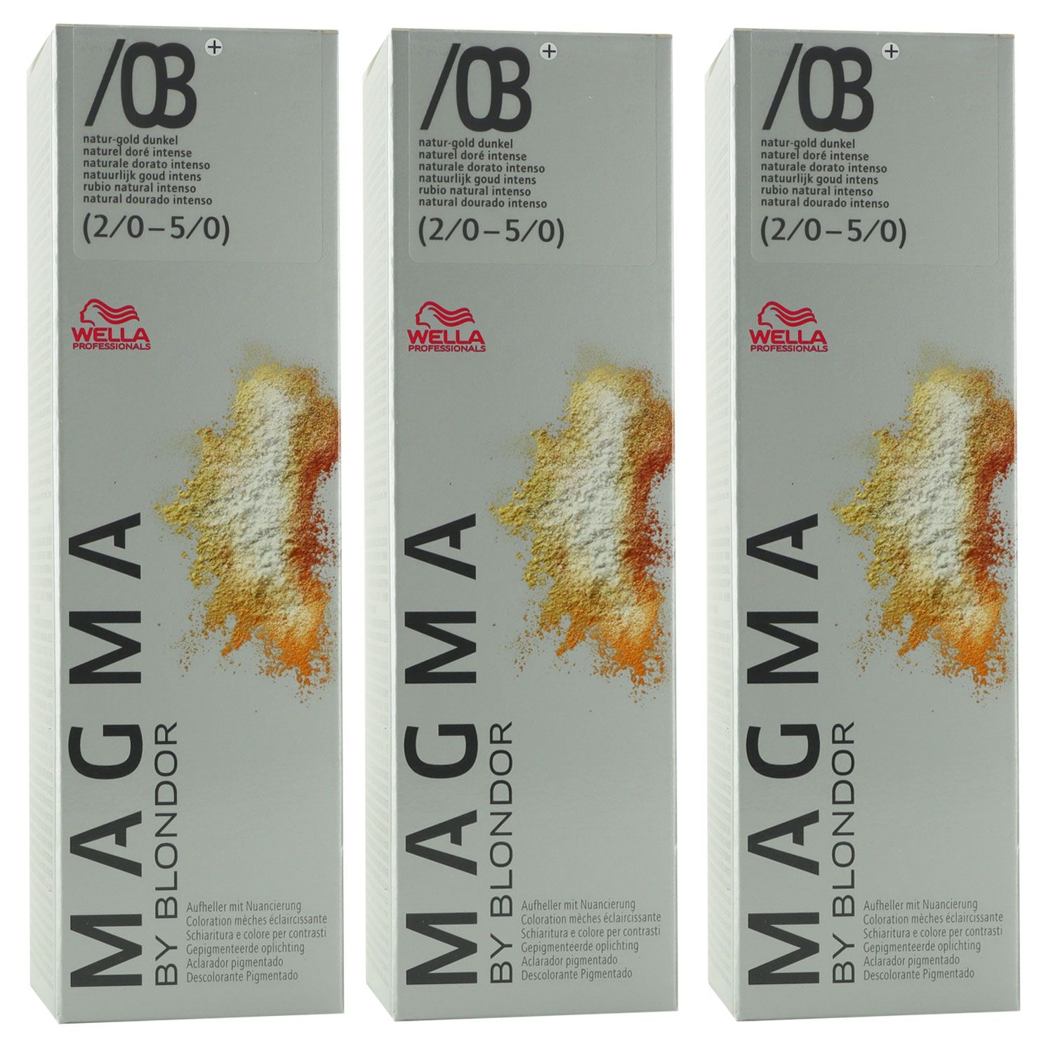 Wella Magma 3 x 120 g /03+ natur-gold dunkel aufhellende Str�hnen-Haarfarbe Set