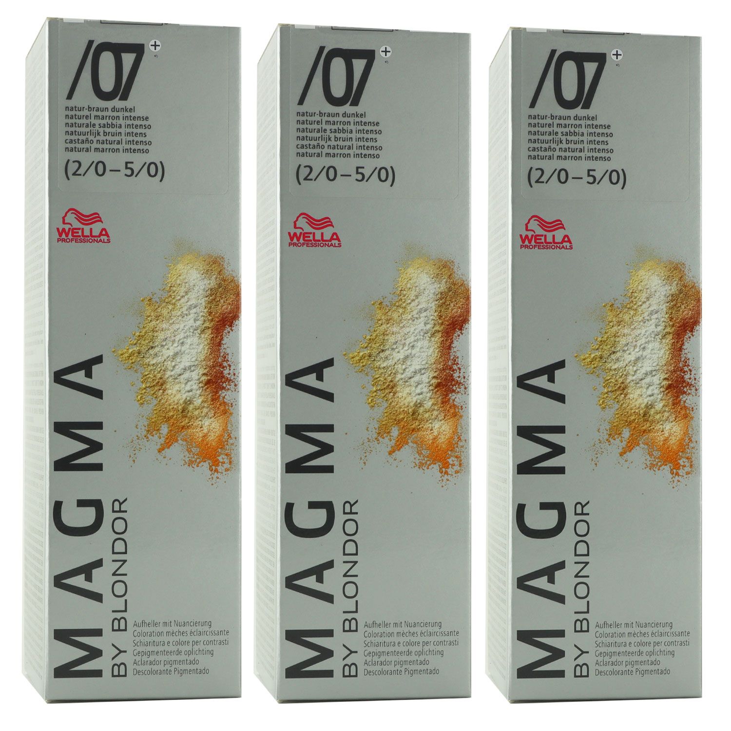 Wella Magma 3 x 120 g /07+ natur-braun dunkel aufhellende Str�hnen-Haarfarbe Set