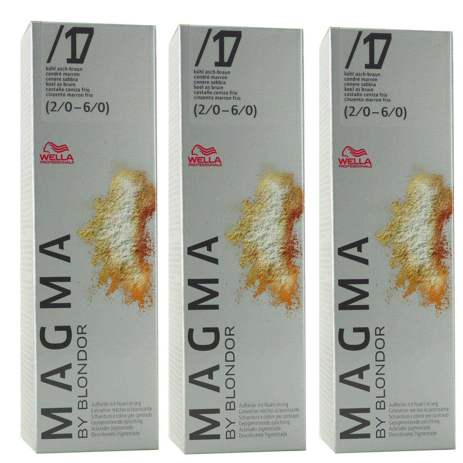 Wella Magma 3 x 120 g /17 k�hl asch-braun aufhellende Str�hnen-Haarfarbe Set