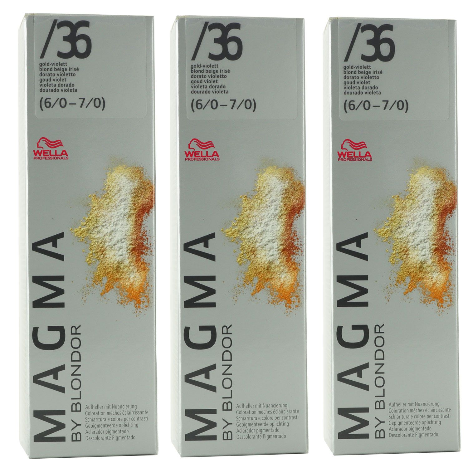 Wella Magma 3 x 120 g /36 gold violett aufhellende Str�hnen-Haarfarbe Set