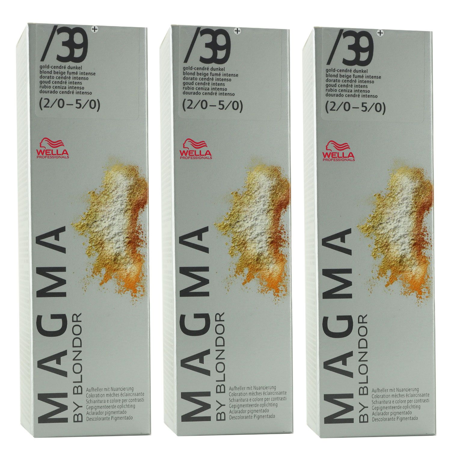Wella Magma 3 x 120 g /39+ gold-cendre dunkel aufhellende Str�hnen-Haarfarbe Set