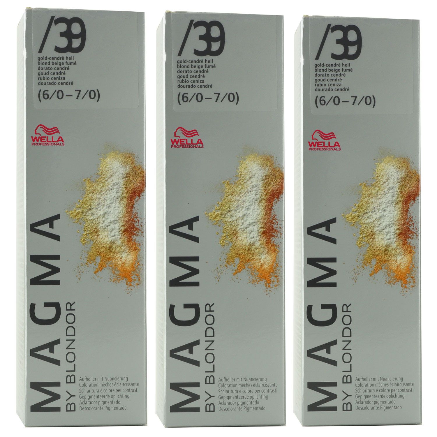 Wella Magma 3 x 120 g /39 gold-cendre hell aufhellende Str�hnen-Haarfarbe Set
