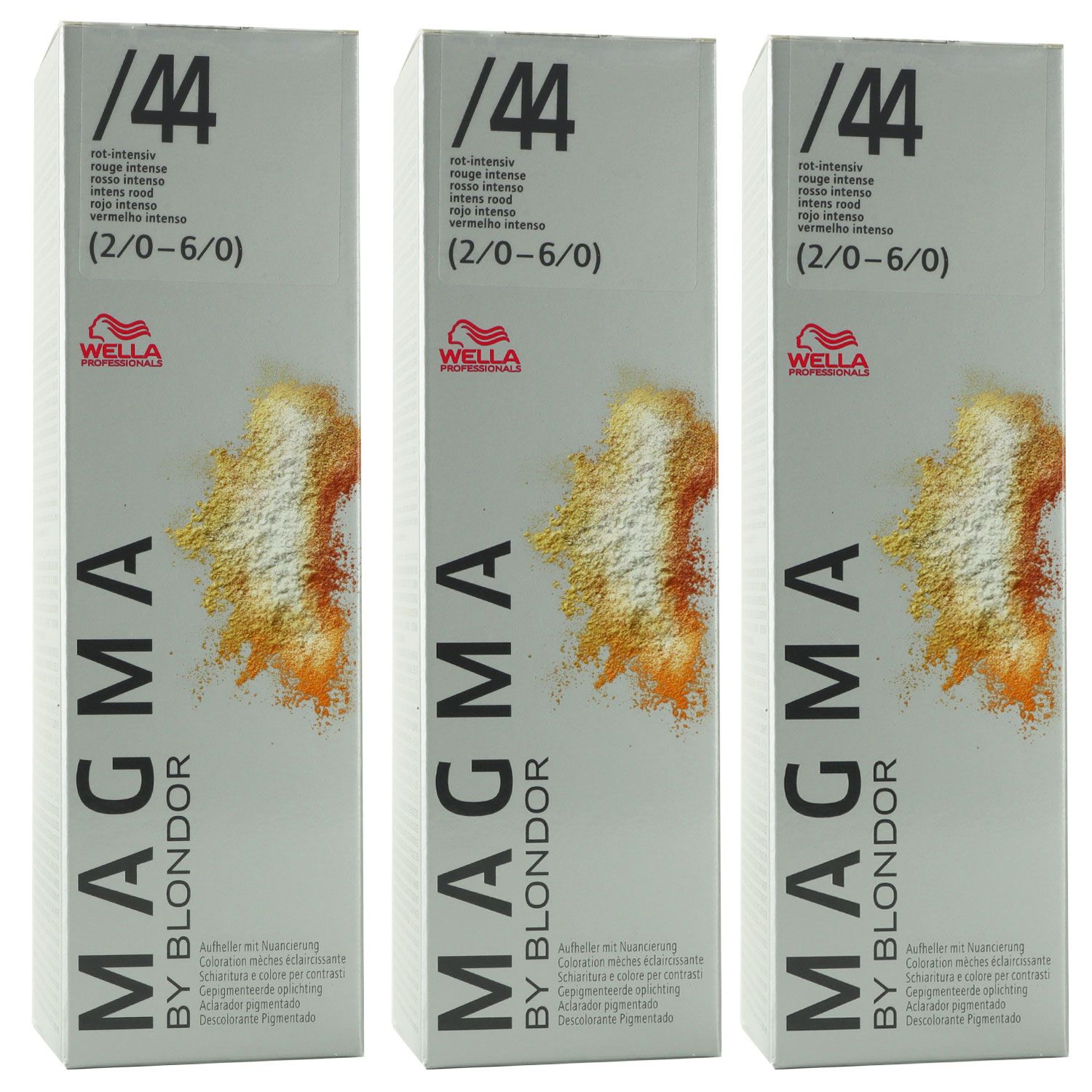 Wella Magma 3 x 120 g /44 rot intensiv aufhellende Str�hnen-Haarfarbe Set