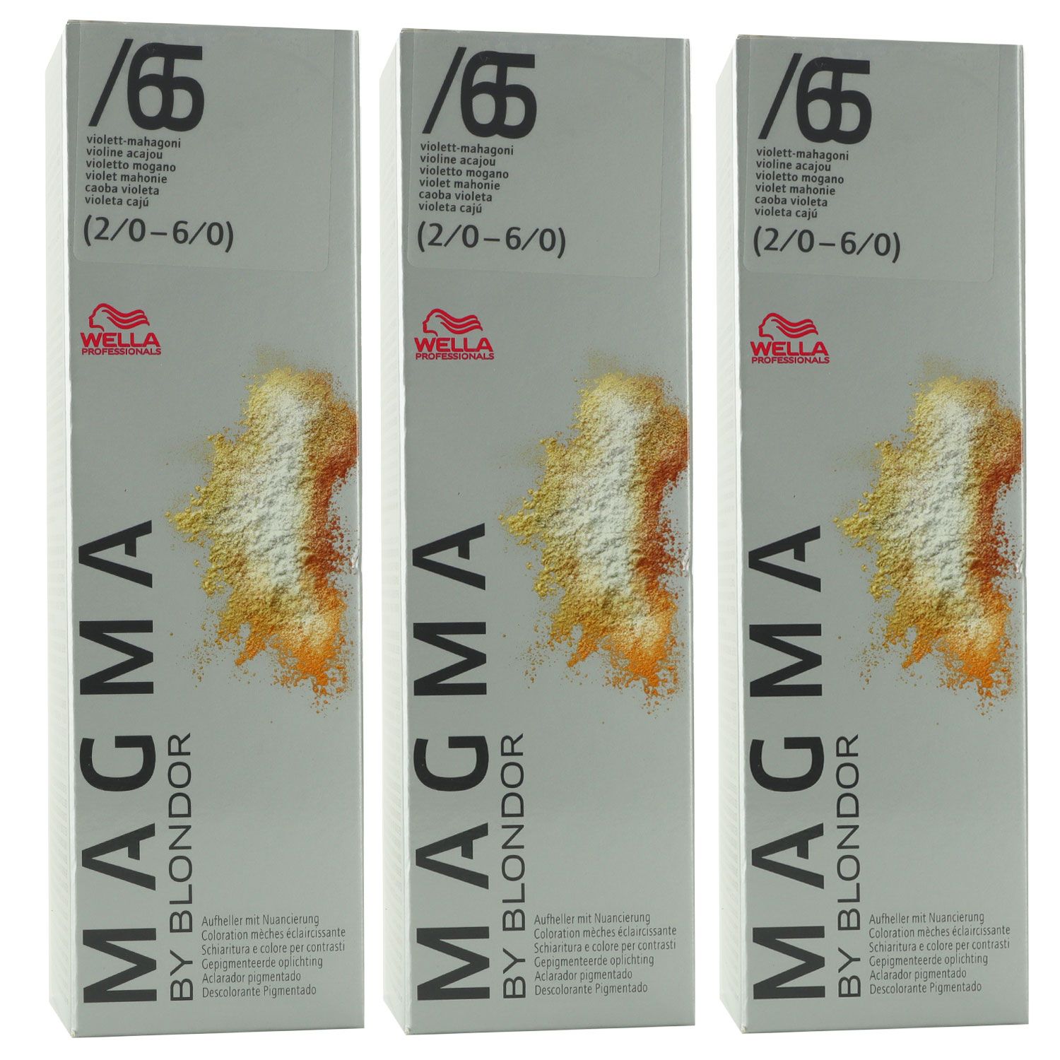 Wella Magma 3 x 120 g /65 violett-mahagoni aufhellende Str�hnen-Haarfarbe Set