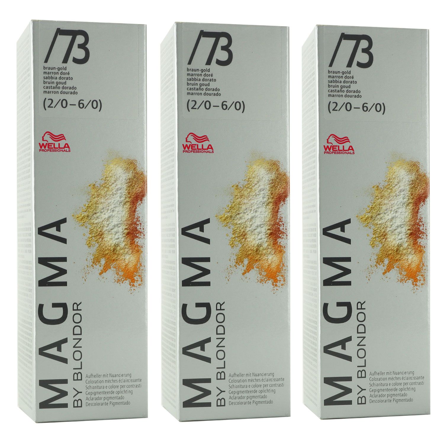 Wella Magma 3 x 120 g /73 braun-gold aufhellende Str�hnen-Haarfarbe Set