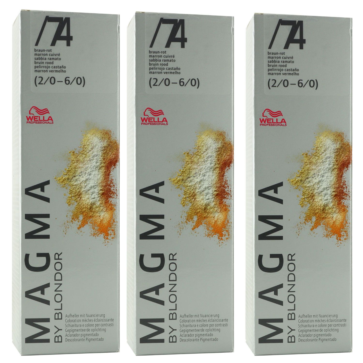 Wella Magma 3 x 120 g /74 braun-rot aufhellende Str�hnen-Haarfarbe Set