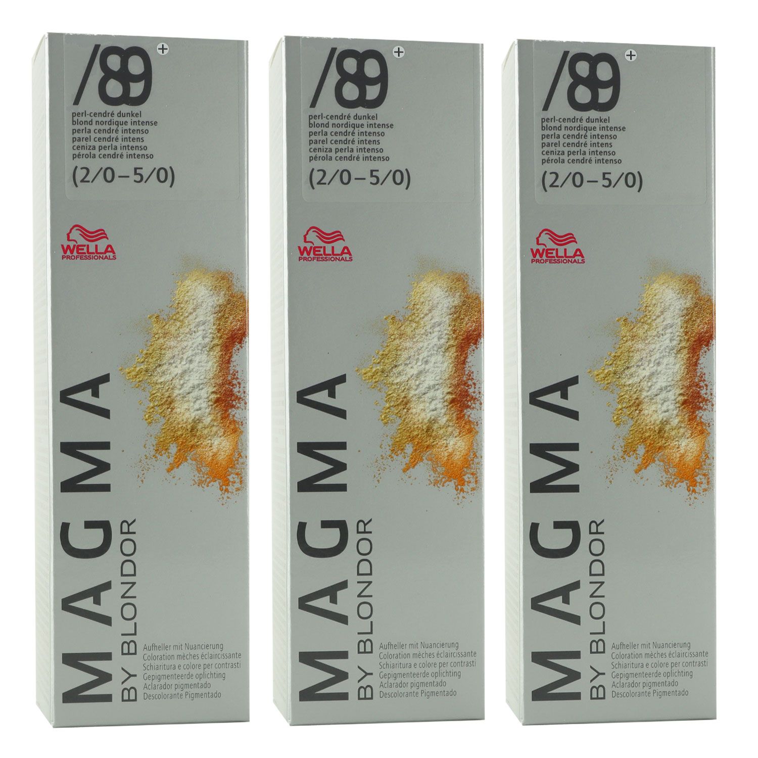 Wella Magma 3 x 120 g /89+ perl-cendre dunkel aufhellende Str�hnen-Haarfarbe Set